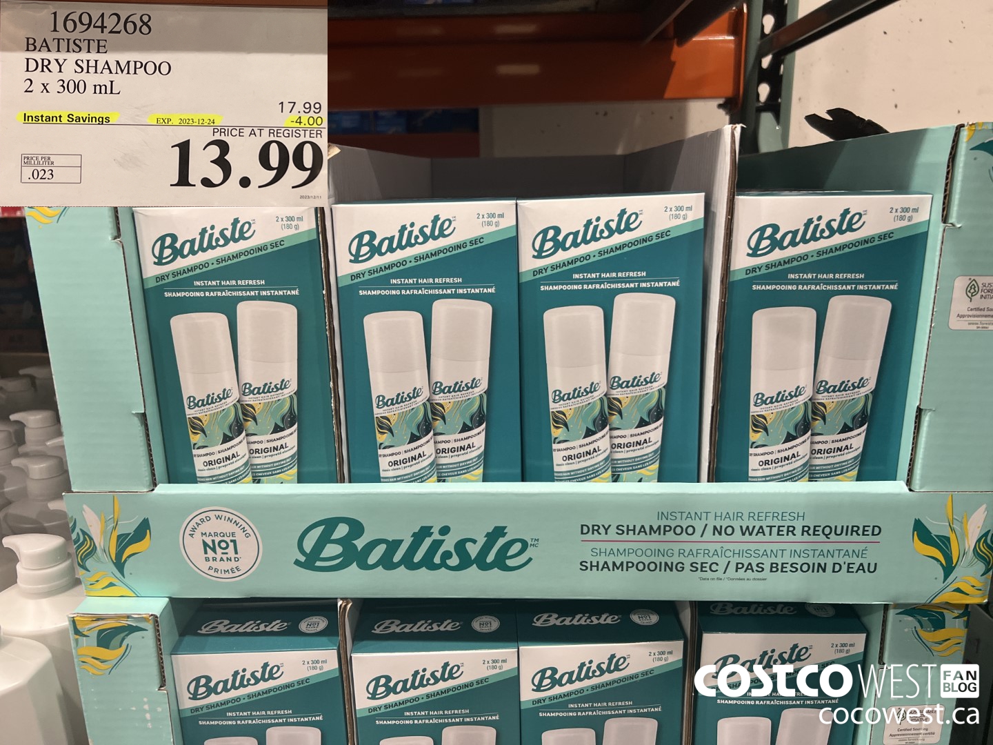1694268 BATISTE DRY SHAMPOO 2 X 300 ML ($4.00 INSTANT SAVINGS EXPIRES ON 2023-12-24) $13.99