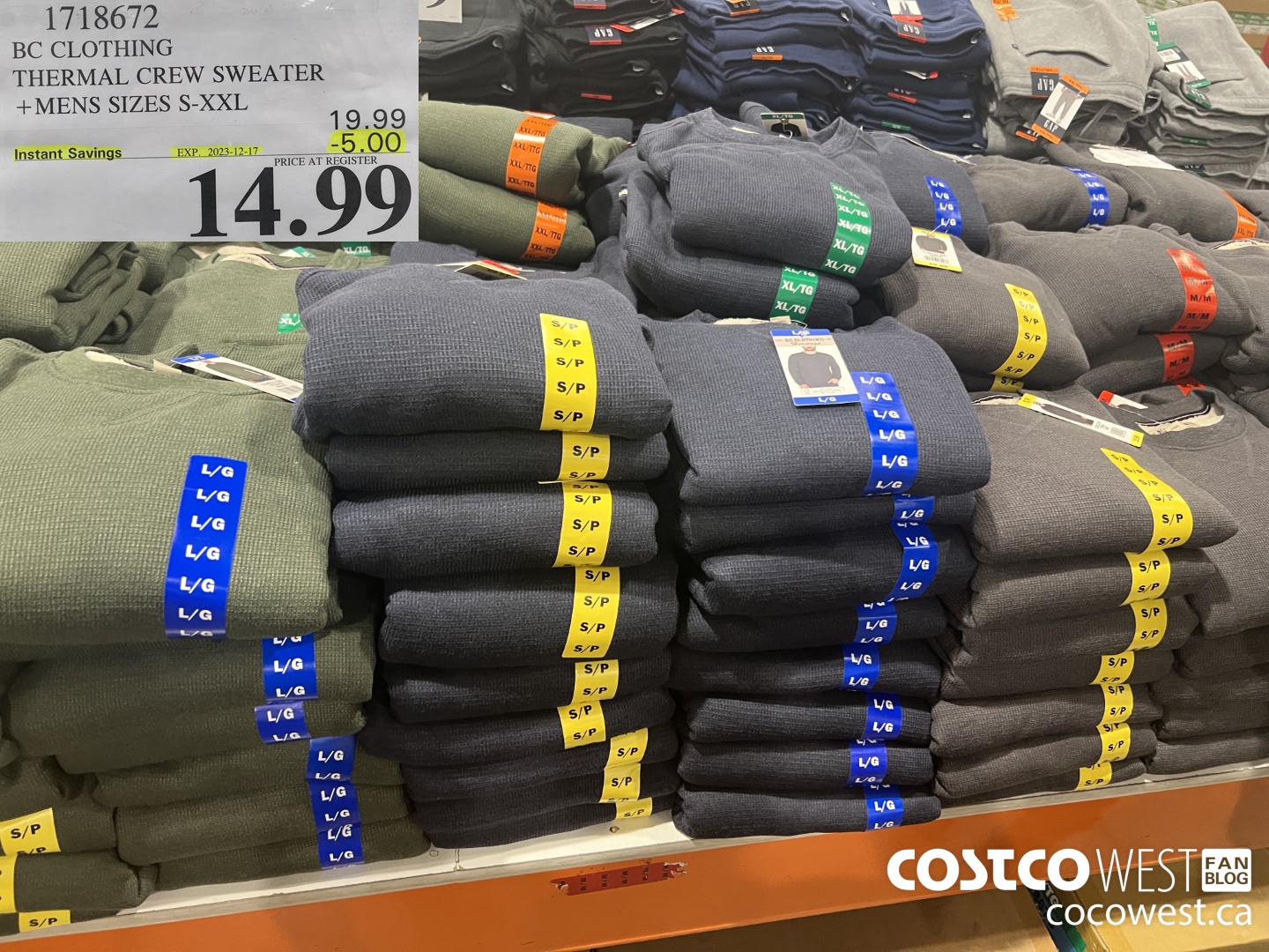 1718672 BC CLOTHING THERMAL CREW SWEATER MENS SIZES S-XXL ($5.00 INSTANT SAVINGS EXPIRES ON 2023-12-17) $14.99