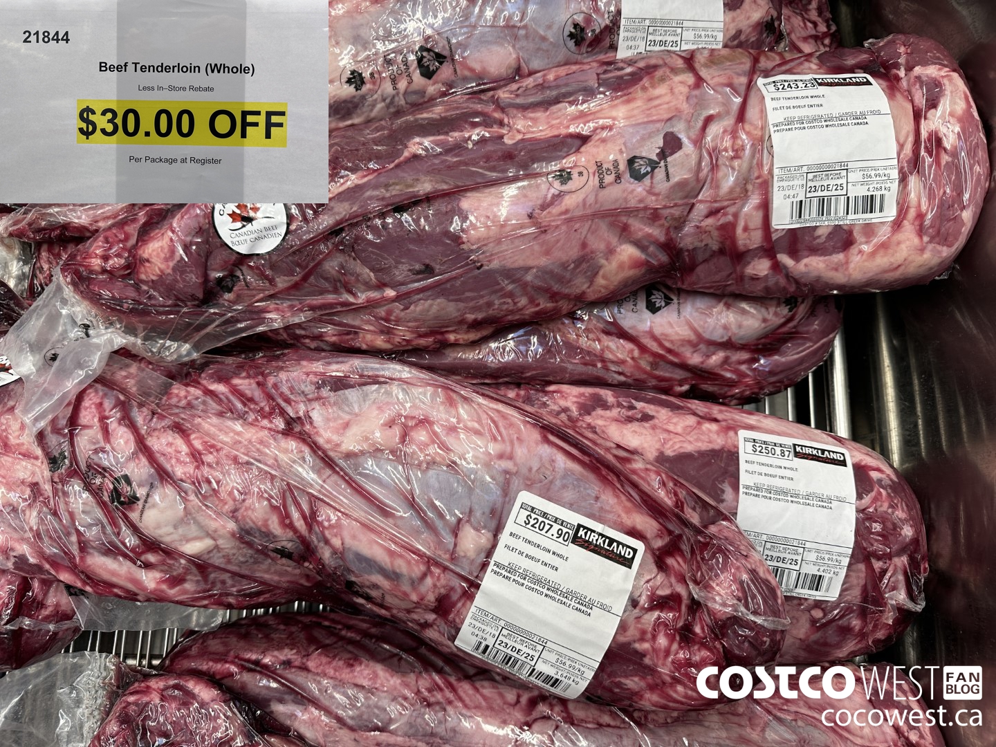 21844 BEEF TENDERLOIN WHOLE ($30.00 INSTANT SAVINGS)