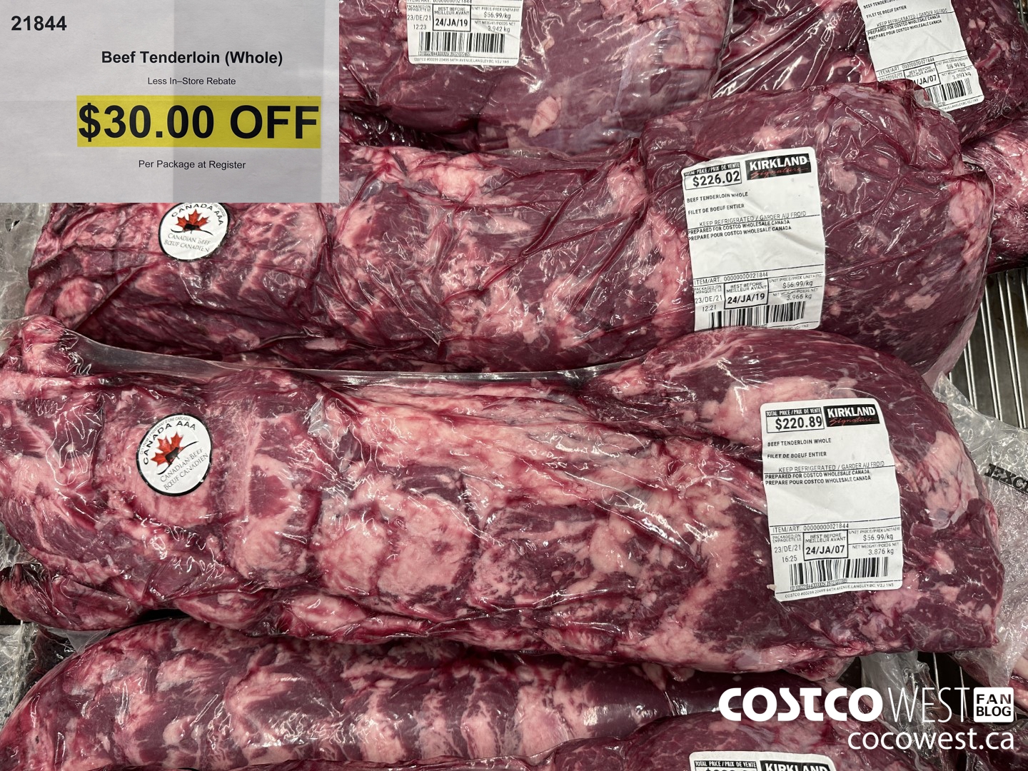 21844 BEEF TENDERLOIN WHOLE ($30.00 INSTANT SAVINGS)