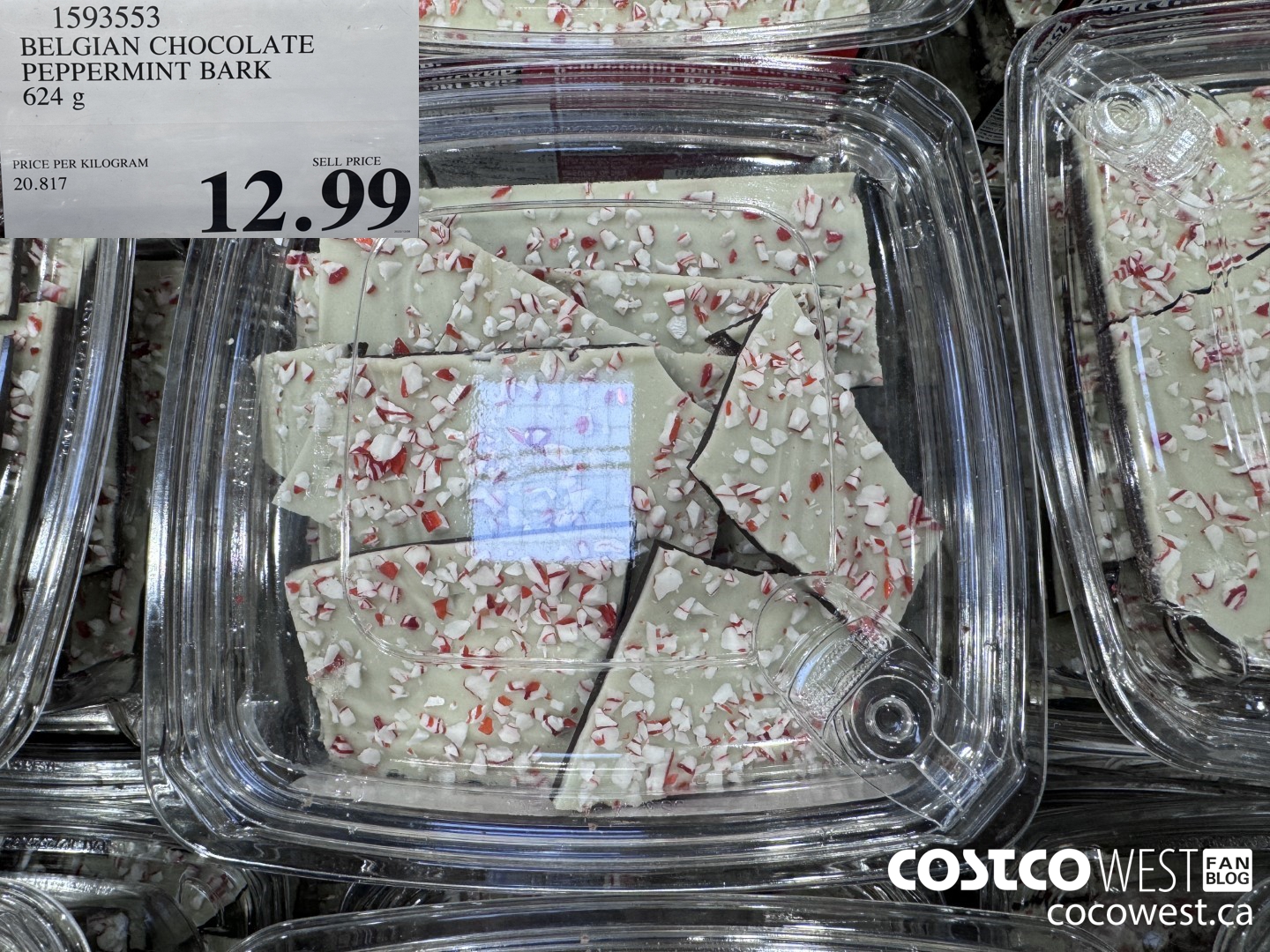 1593553 BELGIAN CHOCOLATE PEPPERMINT BARK 624 g $12.99