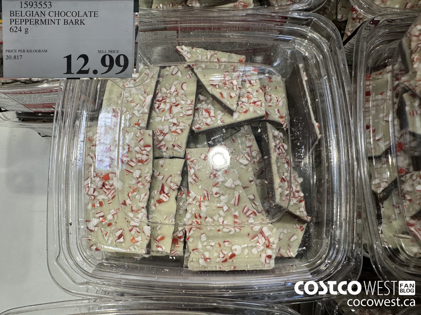 1593553 BELGIAN CHOCOLATE PEPPERMINT BARK 624 g $12.99