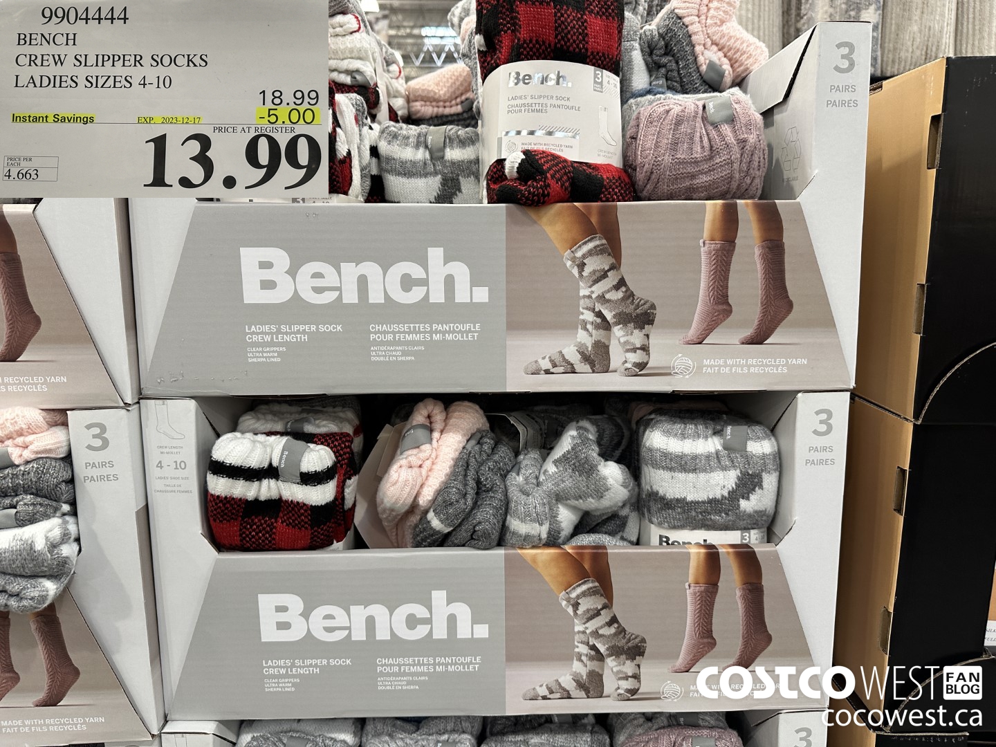 9904444 BENCH CREW SLIPPER SOCK 3PK LADIES SIZES 4-10 ($5.00 INSTANT SAVINGS EXPIRES ON 2023-12-17) $13.99