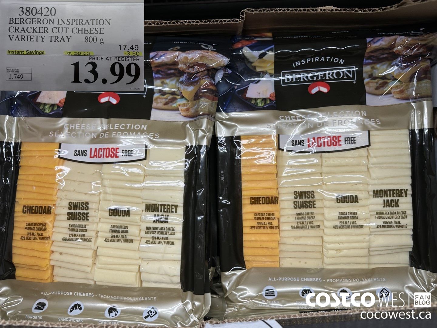 380420 BERGERON INSPIRATION CRACKER CUT CHEESE VARIETY TRAY 800g ($3.50 INSTANT SAVINGS EXPIRES ON 2023-12-24) $13.99