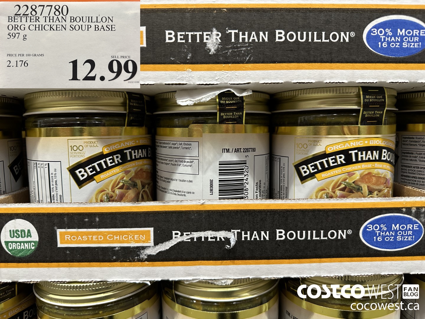2287780 BETTER THAN BOUILLON ORG CHICKEN SOUP BASE 597 G $12.99