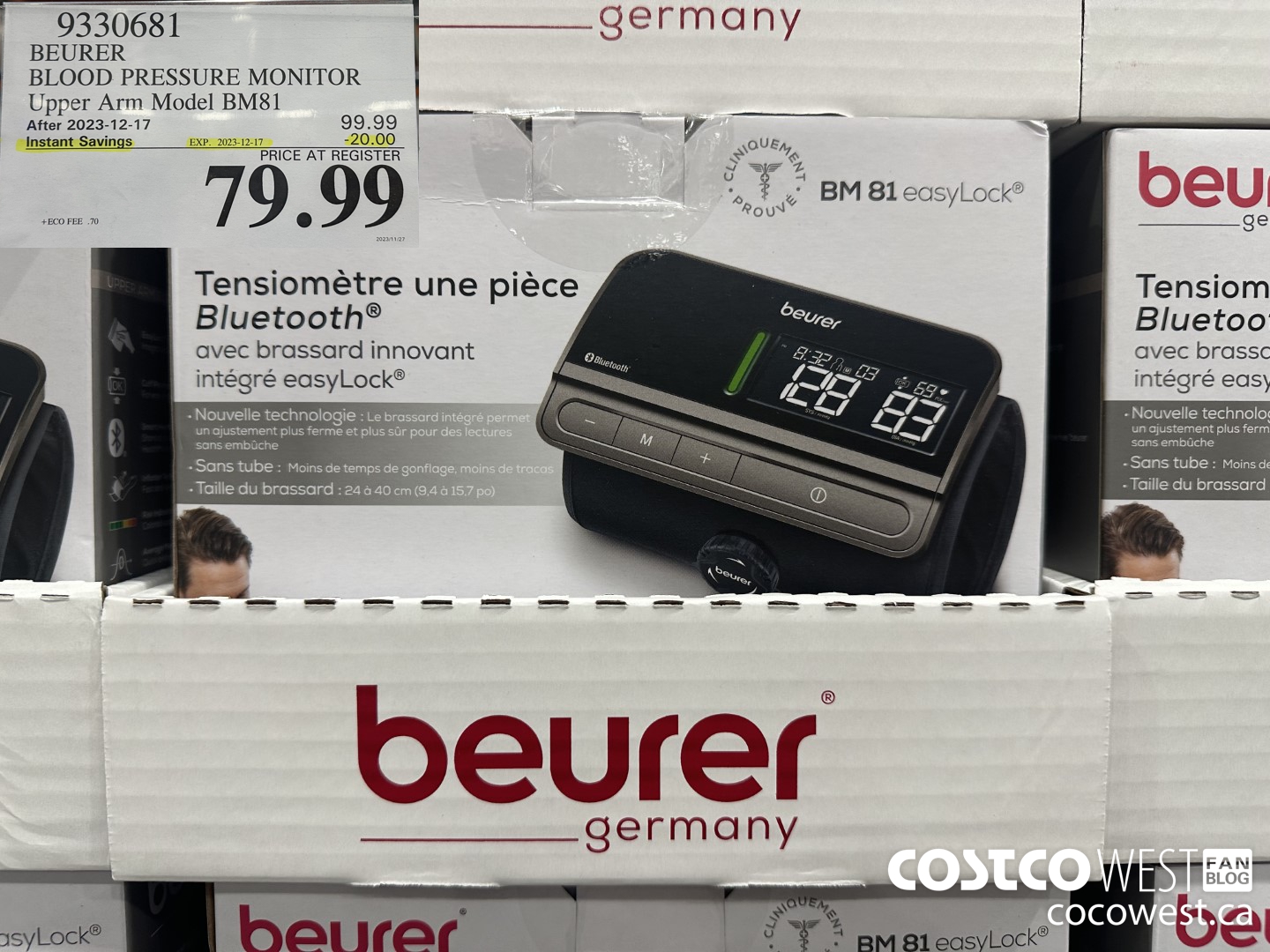9330681 BEURER BLOOD PRESSURE MONITOR UPPER ARM MODEL BM81 ($20.00 INSTANT SAVINGS EXPIRES ON 2023-12-17) $79.99
