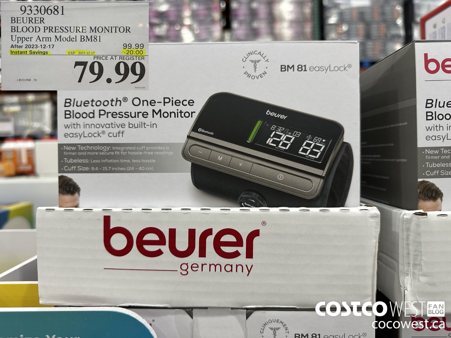 9330681 BEURER BLOOD PRESSURE MONITOR UPPER ARM MODEL BM81 ($20.00 INSTANT SAVINGS EXPIRES ON 2023-12-17) $79.99