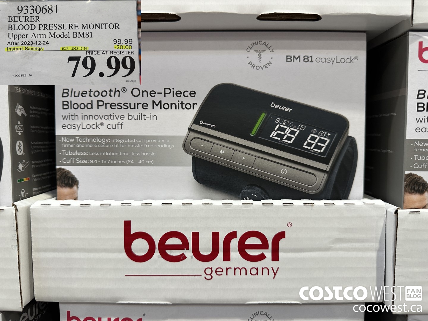 9330681 BEURER BLOOD PRESSURE MONITOR UPPER ARM MODEL BM81 ($20.00 INSTANT SAVINGS EXPIRES ON 2023-12-24) $79.99