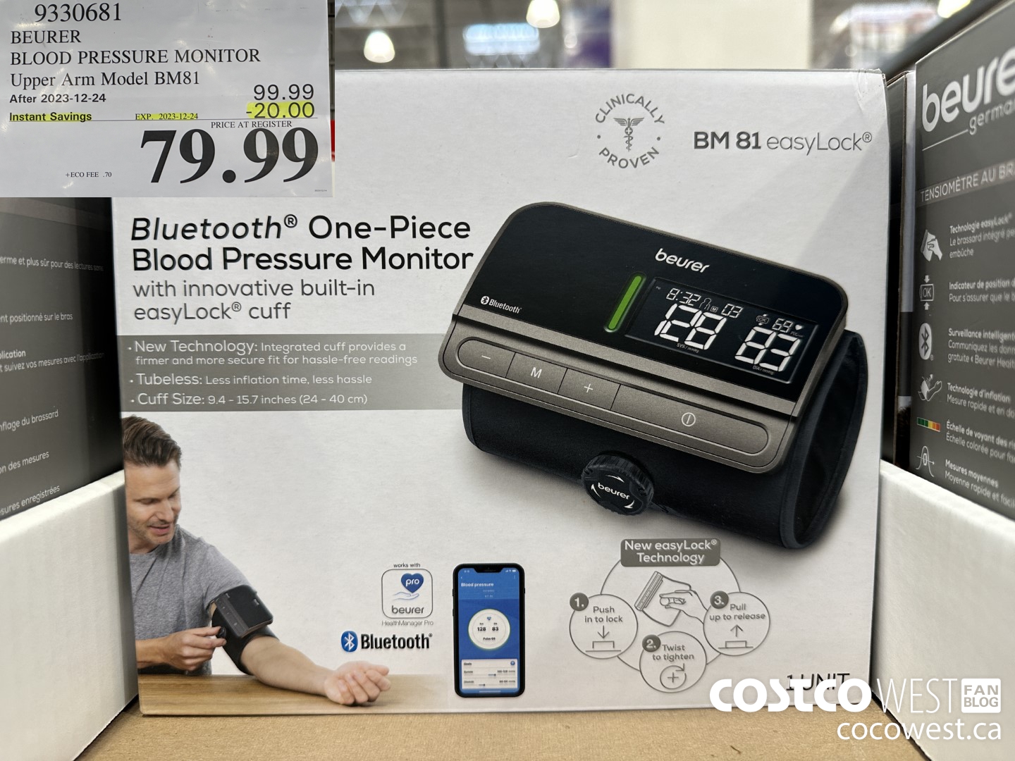 9330681 BEURER BLOOD PRESSURE MONITOR UPPER ARM MODEL BM81 ($20.00 INSTANT SAVINGS EXPIRES ON 2023-12-24) $79.99