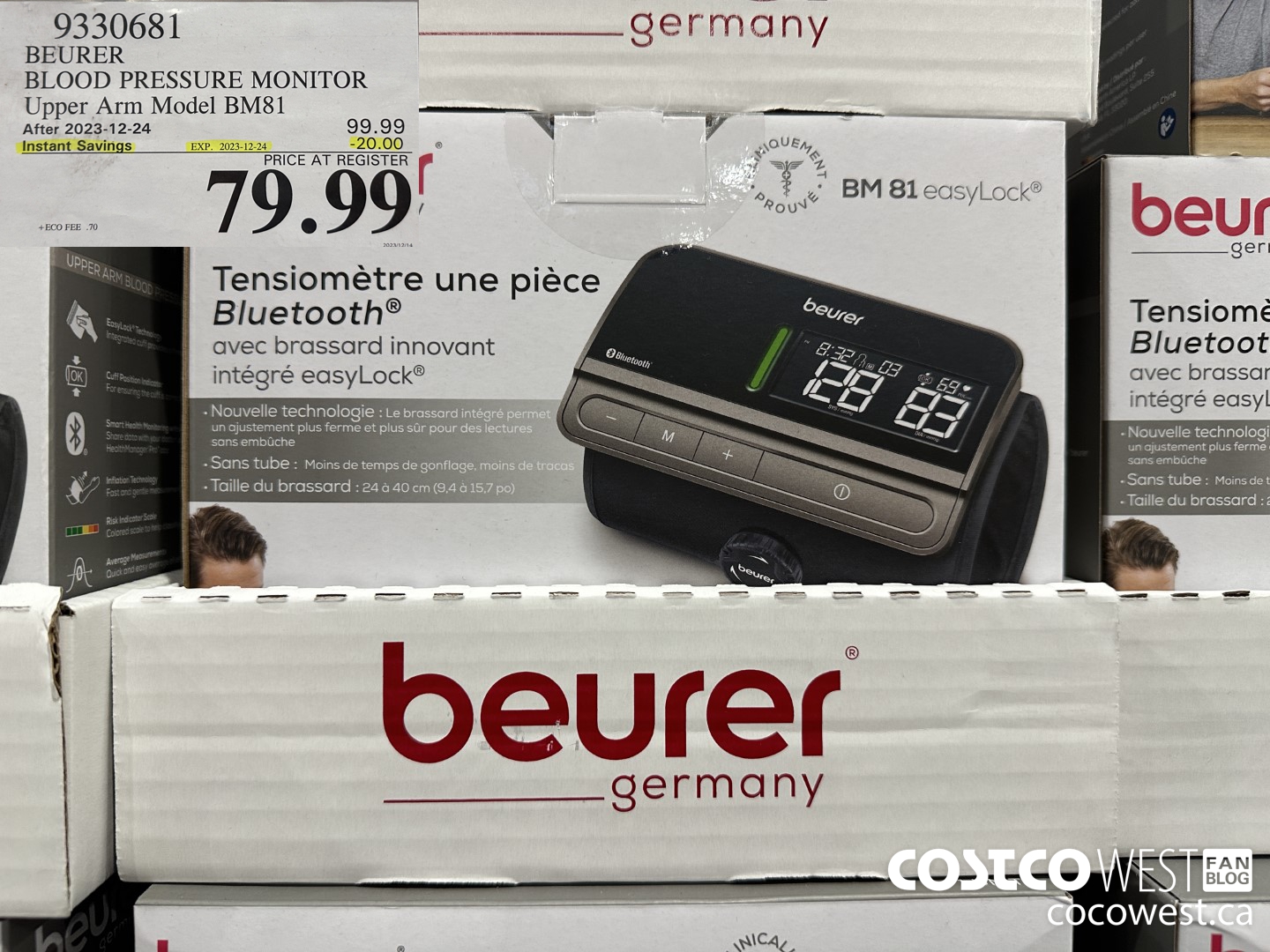 9330681 BEURER BLOOD PRESSURE MONITOR UPPER ARM MODEL BM81 ($20.00 INSTANT SAVINGS EXPIRES ON 2023-12-24) $79.99