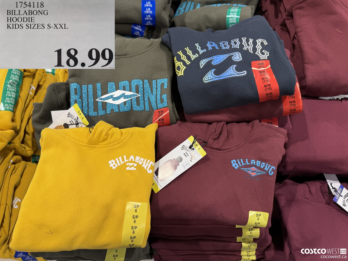 1754118 BILLABONG HOODIE KIDS SIZES S-XXL  $18.99