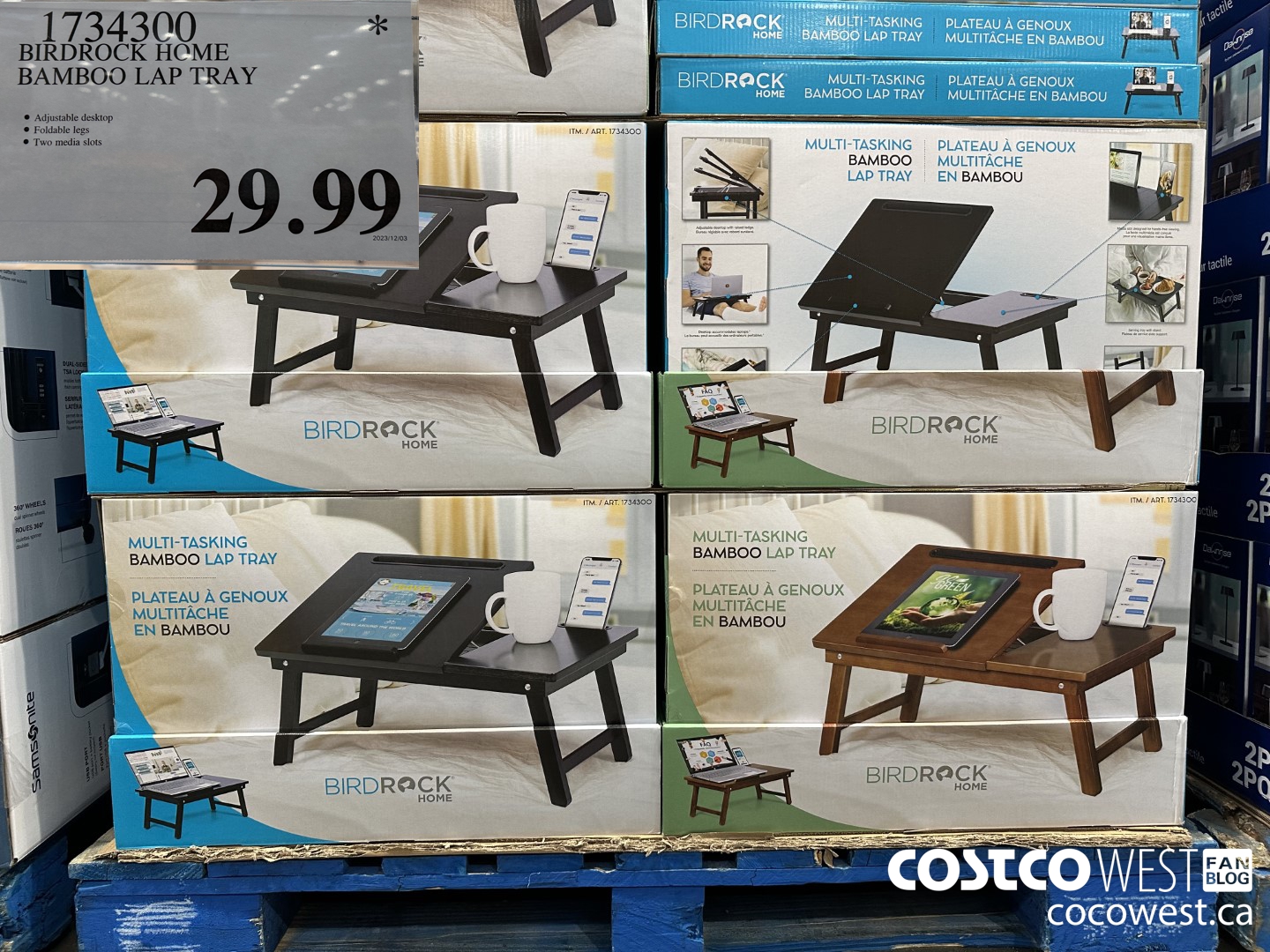 1734300 BIRDROCK HOME BAMBOO LAP TRAY $29.99