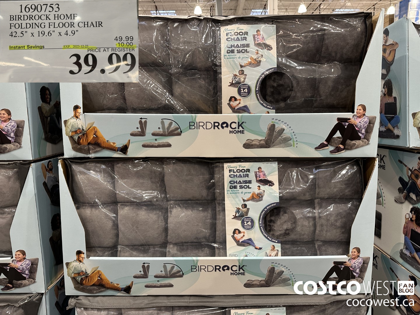 1690753 BIRDROCK HOME FOLDING FLOOR CHAIR 42.5