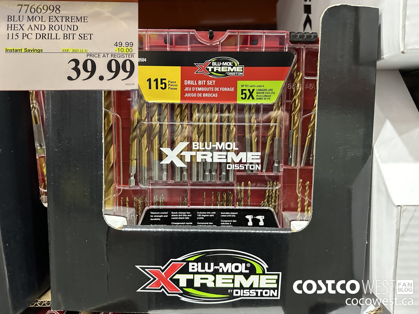7766998 BLU MOL EXTREME HEX AND ROUND 115 PC DRILL BIT SET 2023-12-1 ($10.00 INSTANT SAVINGS) $39.99