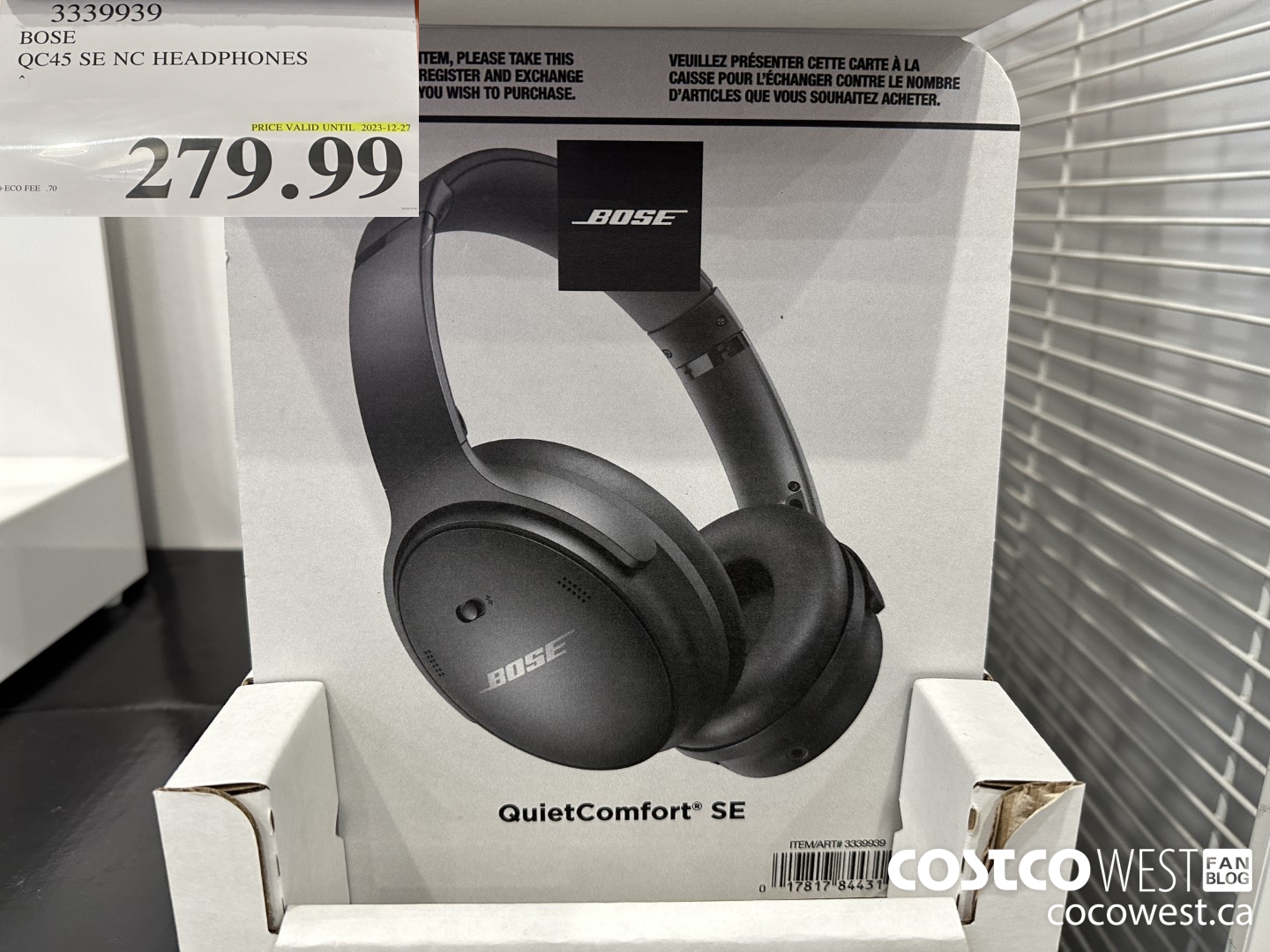 3339939 BOSE QC45 SE NC HEADPHONES (EXPIRES ON 2023-12-27) $279.99