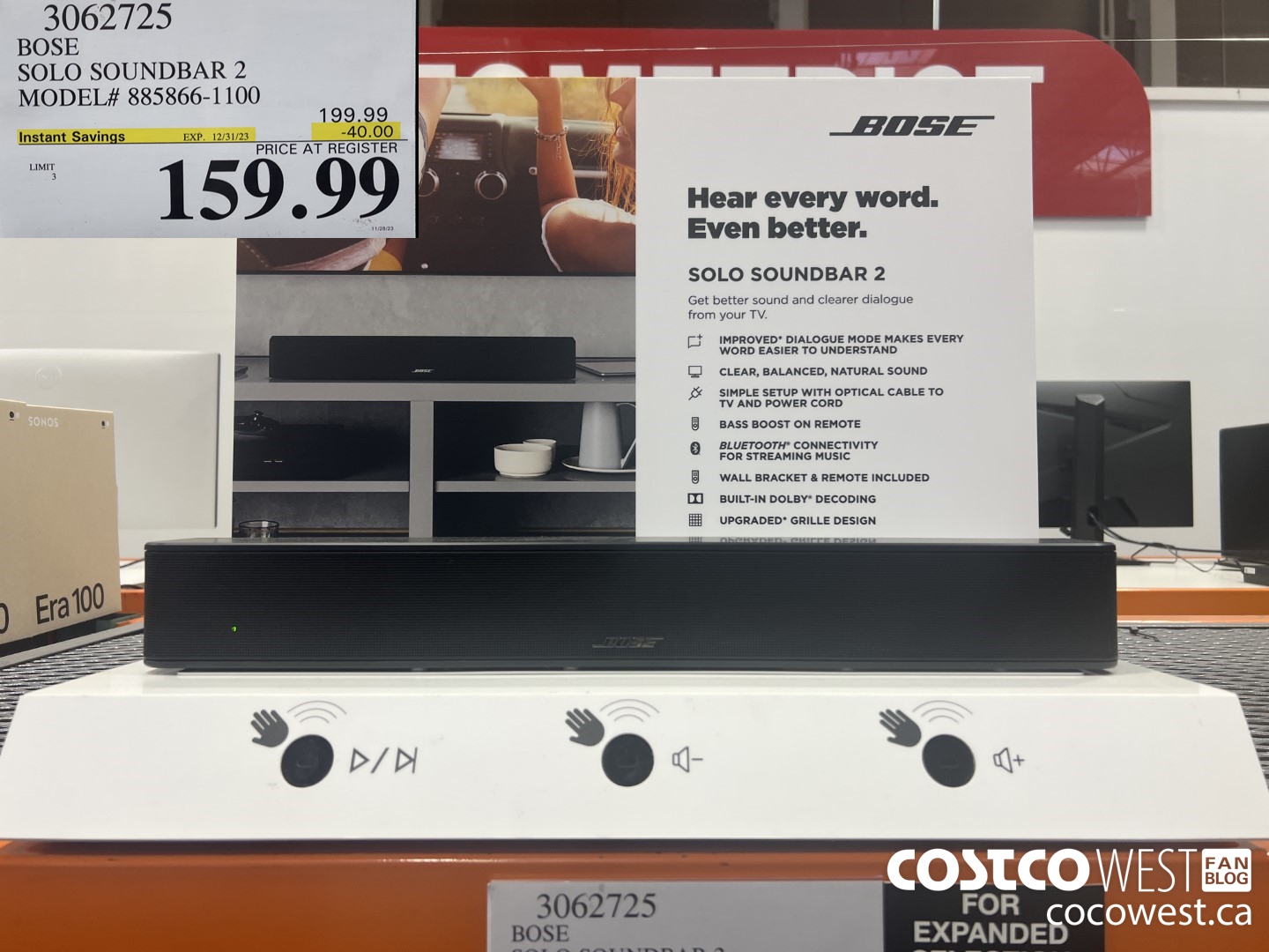 3062725 BOSE SOLO SOUNDBAR 2 MODEL# 885866-110 ($40.00 INSTANT SAVINGS EXPIRES ON 2023-12-31) $159.99