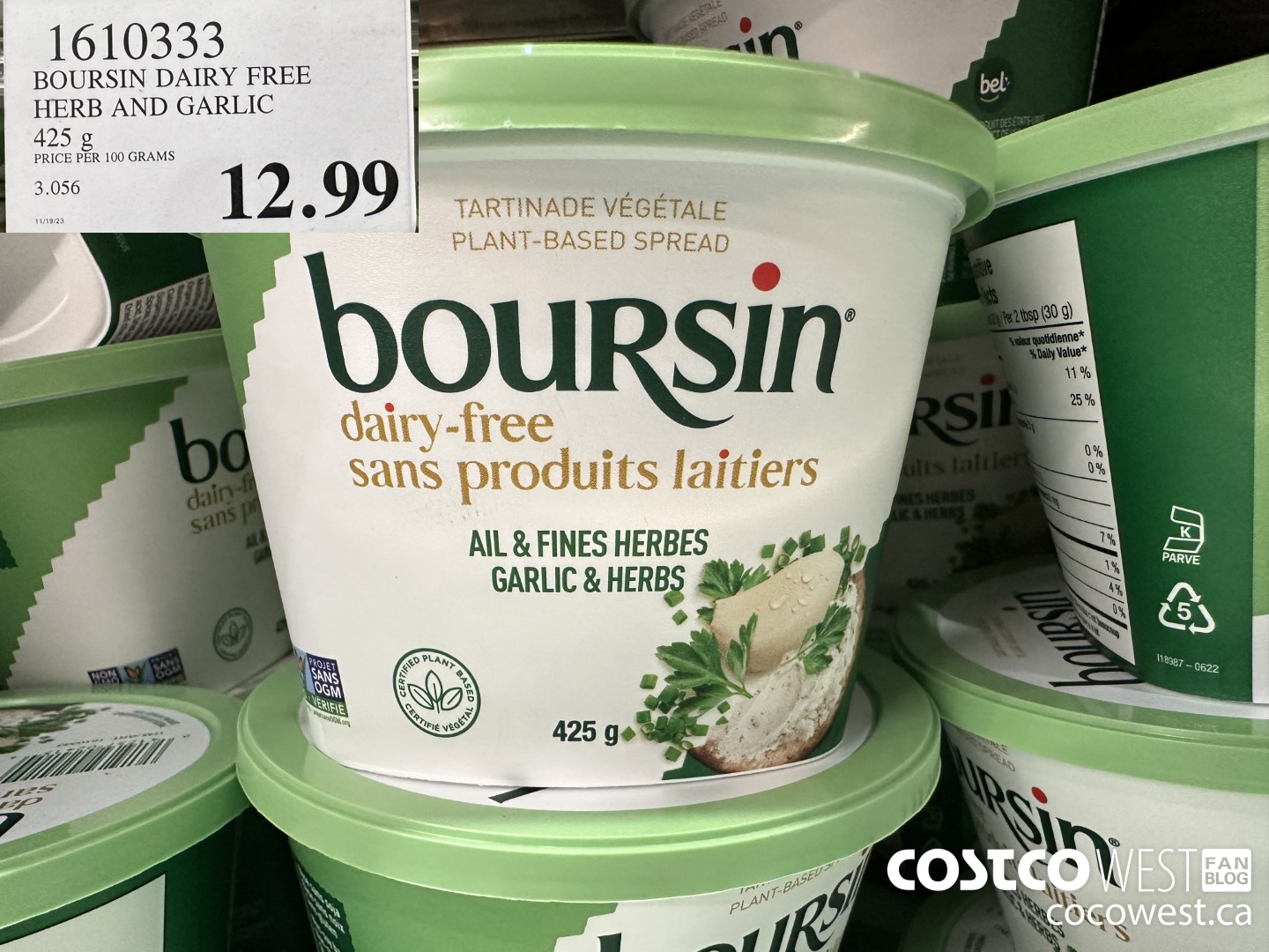 1610333 BOURSIN DAIRY FREE HERB AND GARLIC 425 g $12.99