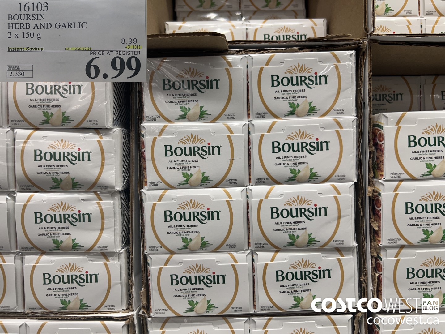 16103 BOURSIN HERB AND GARLIC 2 x 150 g ($2.00 INSTANT SAVINGS EXPIRES ON 2023-12-24) $6.99