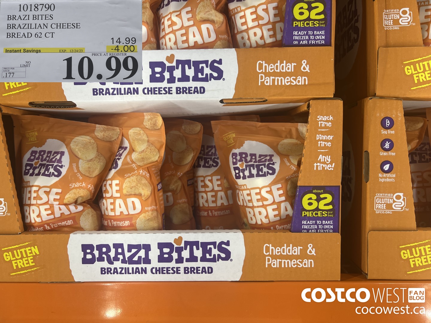 1018790 BRAZI BITES BRAZILIAN CHEESE BREAD 62 CT ($4.00 INSTANT SAVINGS EXPIRES ON 2023-12-24) $10.99
