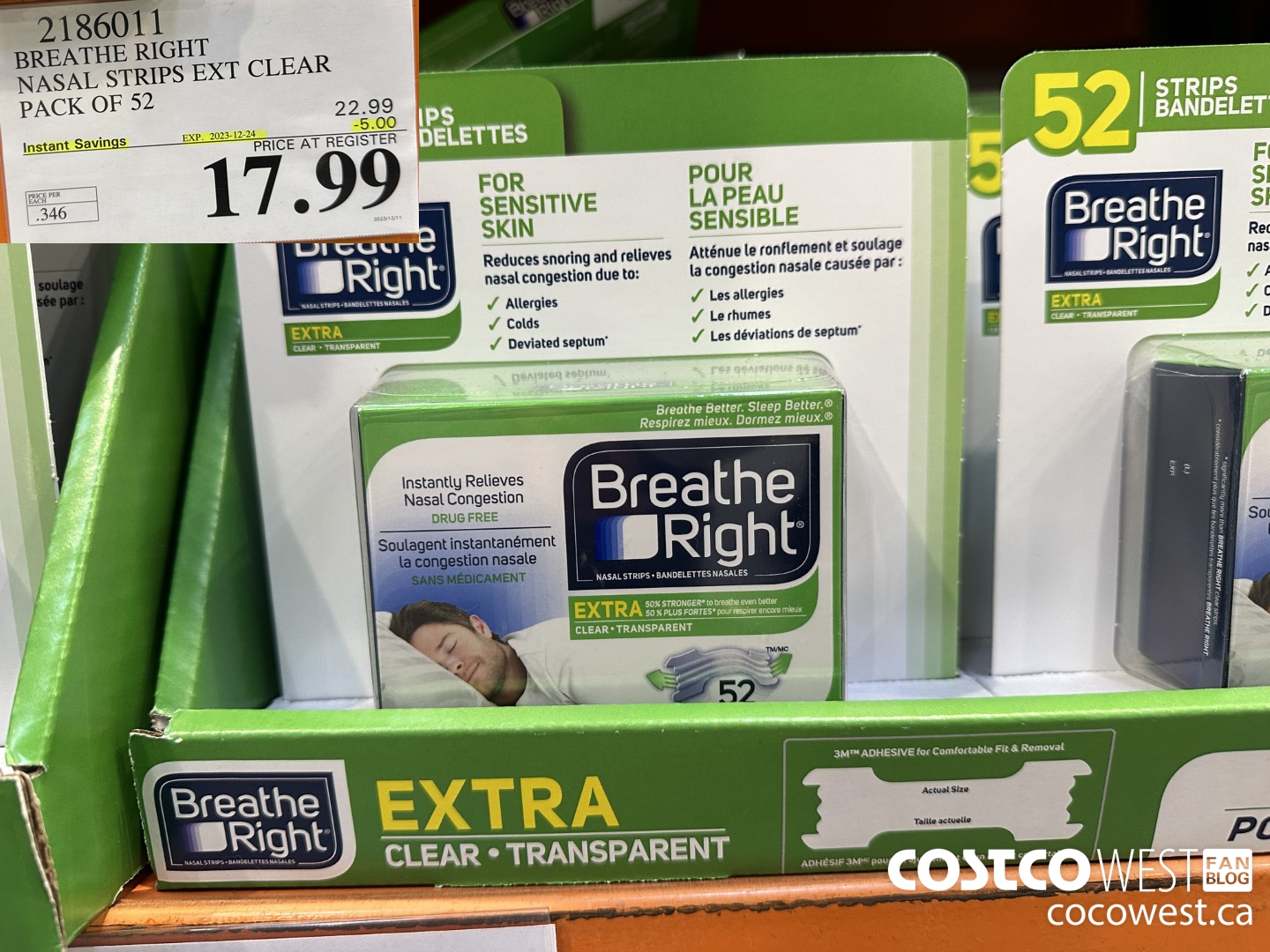 2186011 BREATHE RIGHT NASAL STRIPS EXT CLEAR PACK OF 52 ($5.00 INSTANT SAVINGS EXPIRES ON 2023-12-24) $17.99