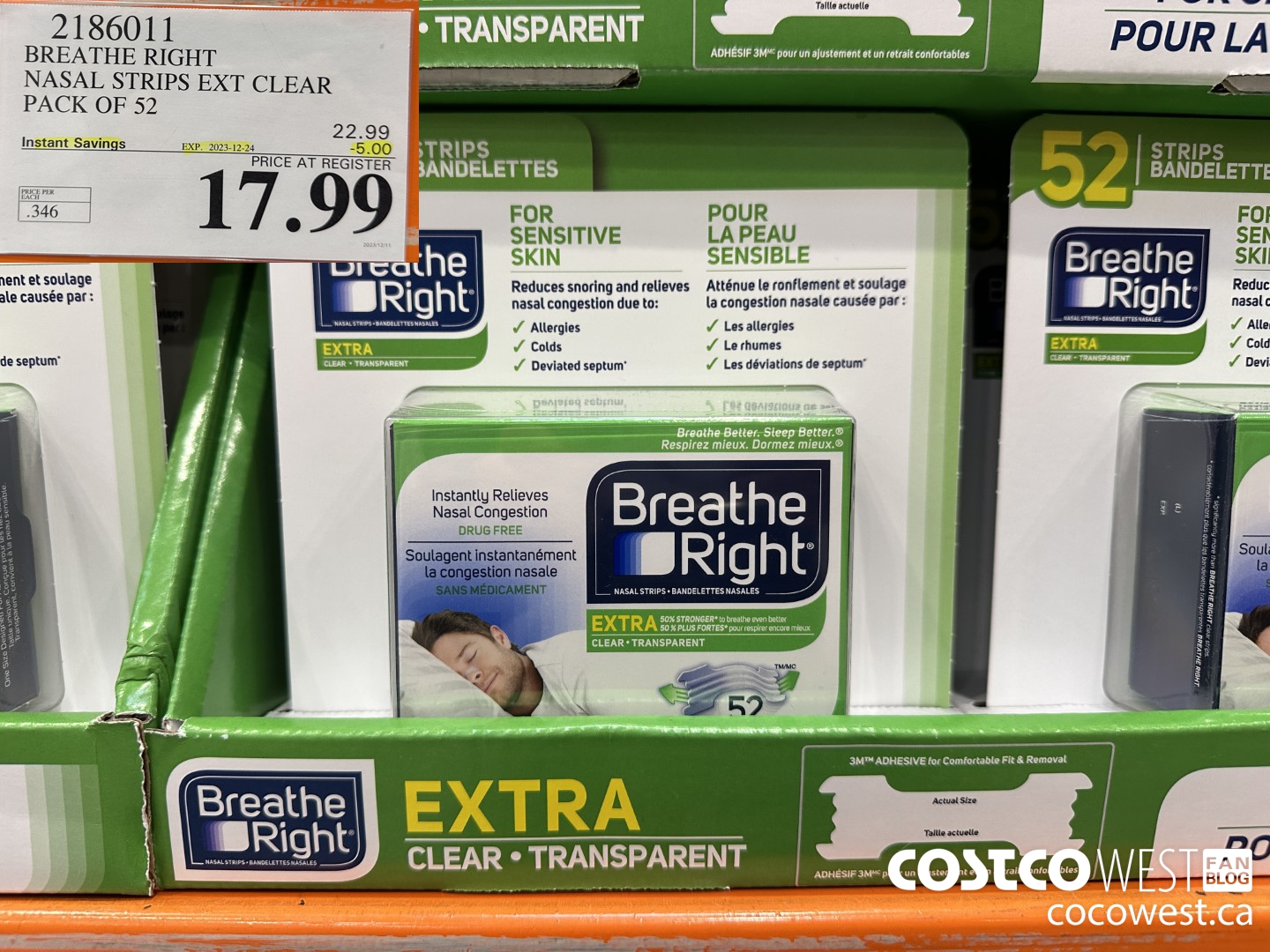2186011 BREATHE RIGHT NASAL STRIPS EXT CLEAR PACK OF 52 ($5.00 INSTANT SAVINGS EXPIRES ON 2023-12-24) $17.99