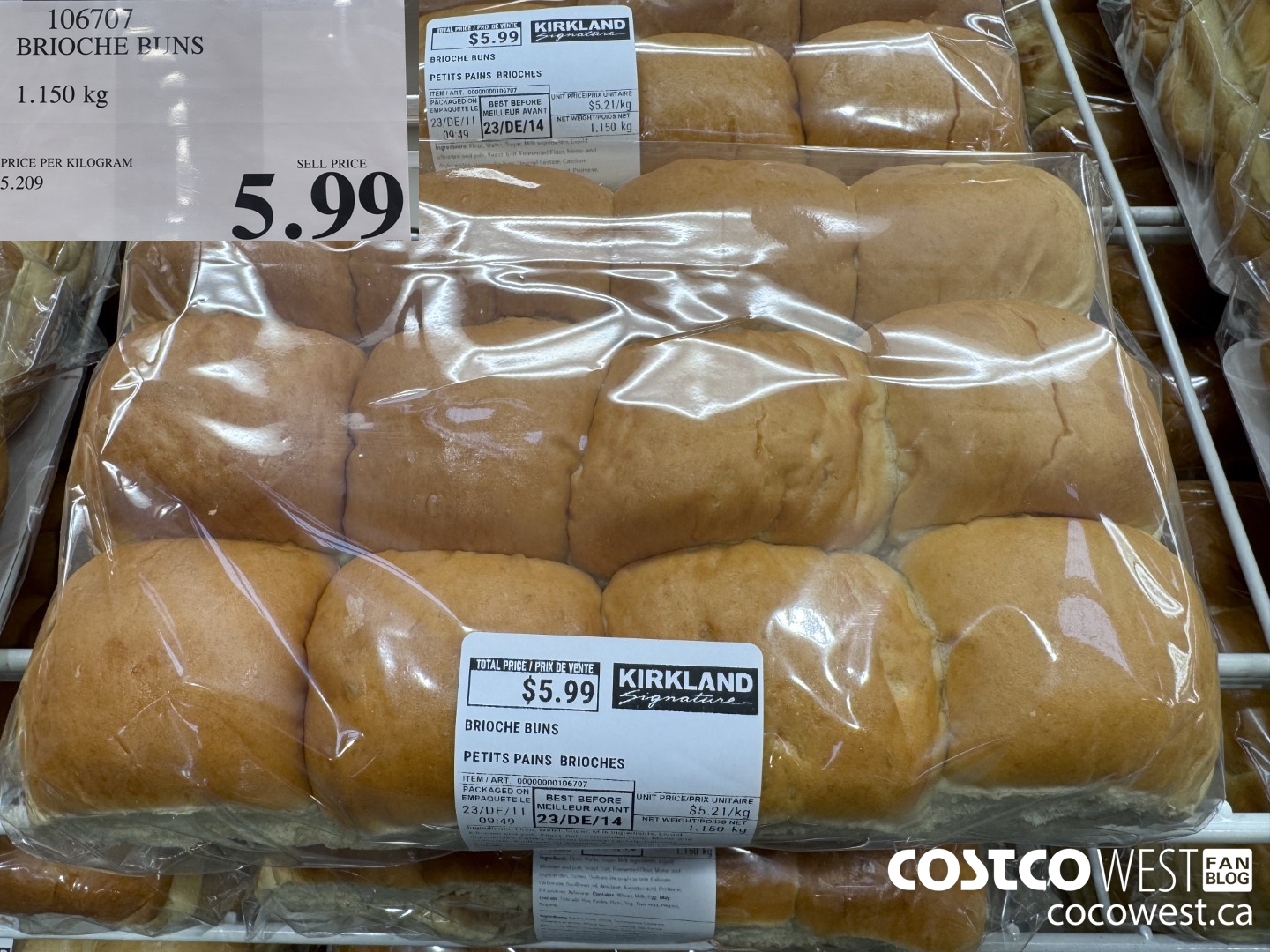 106707 BRIOCHE BUNS 1.150 kg $5.99