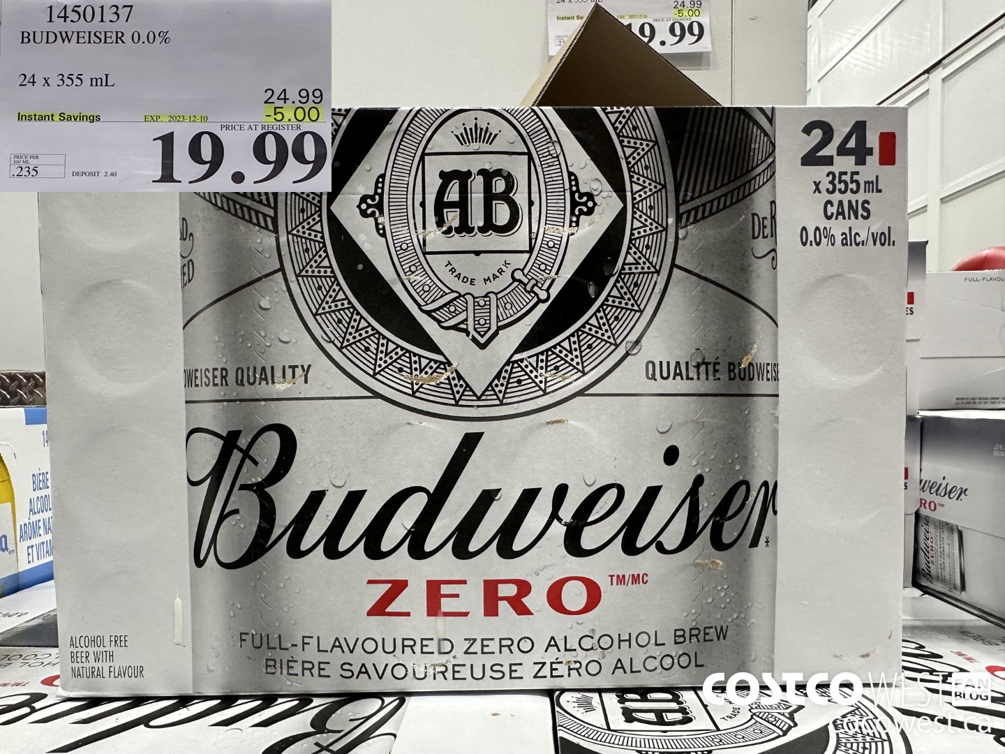 1450137 BUDWEISER 0.0% 24 x 355 mL ($5.00 INSTANT SAVINGS EXPIRES ON 2023-12-10) $19.99
