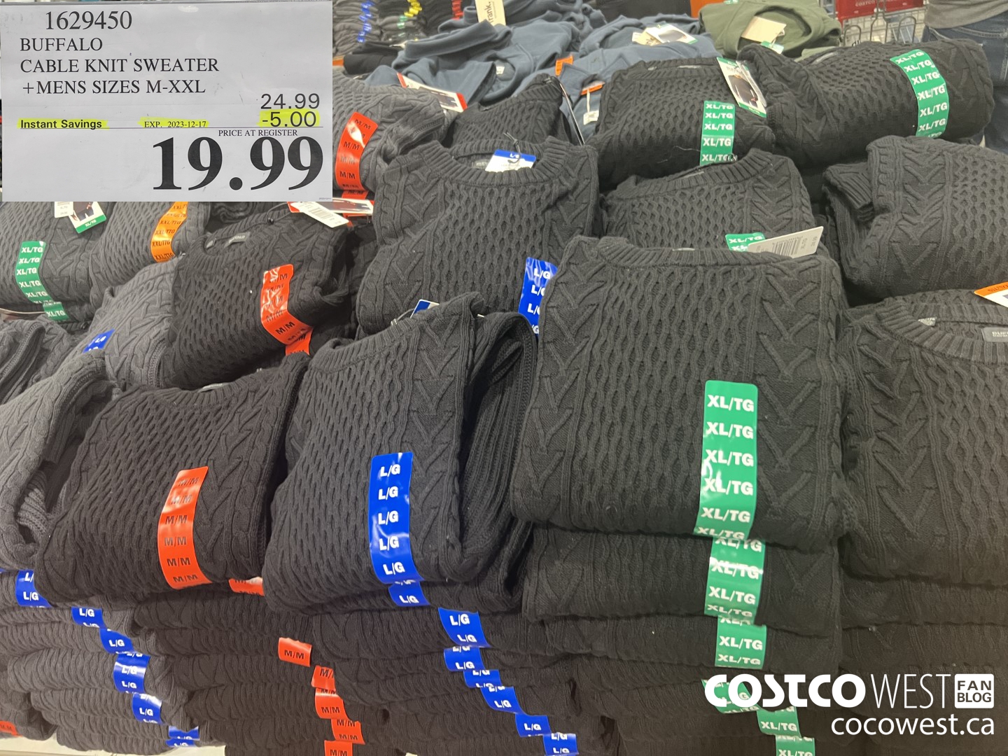 1629450 BUFFALO CABLE KNIT SWEATER MENS SIZES M-XXL ($5.00 INSTANT SAVINGS EXPIRES ON 2023-12-17) $19.99