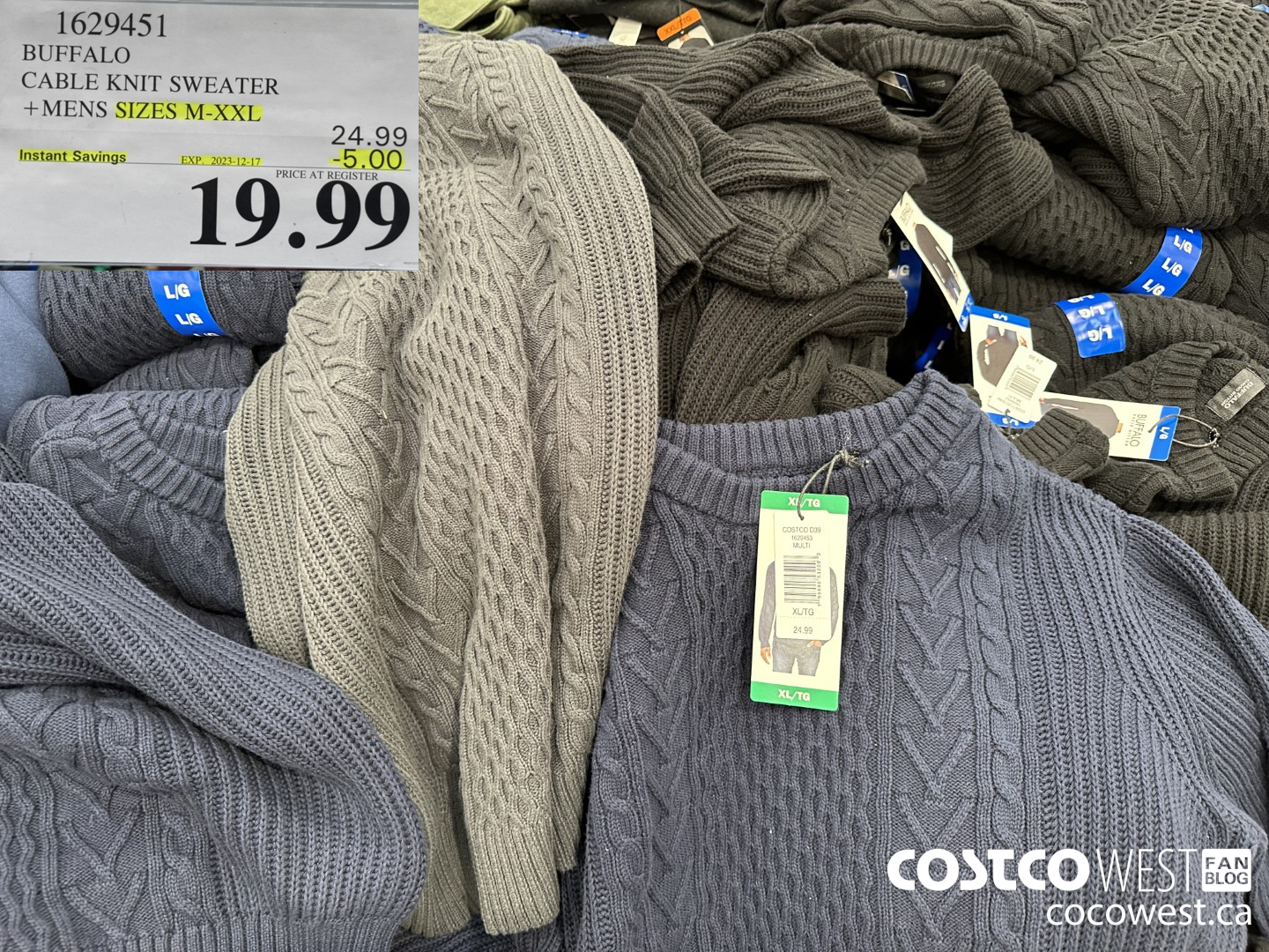 1629451 BUFFALO KNIT SWEATER MENS SIZES M-XXL ($5.00 INSTANT SAVINGS EXPIRES ON 2023-12-17) $19.99