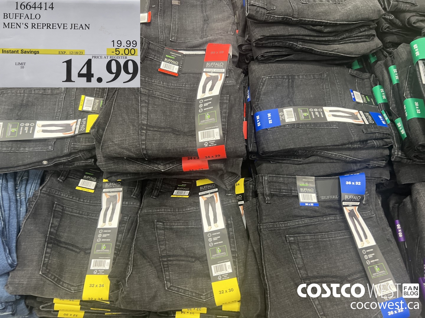 1664414 BUFFALO MEN'S REPREVE JEAN ($5.00 INSTANT SAVINGS EXPIRES ON 2023-12-18) $14.99