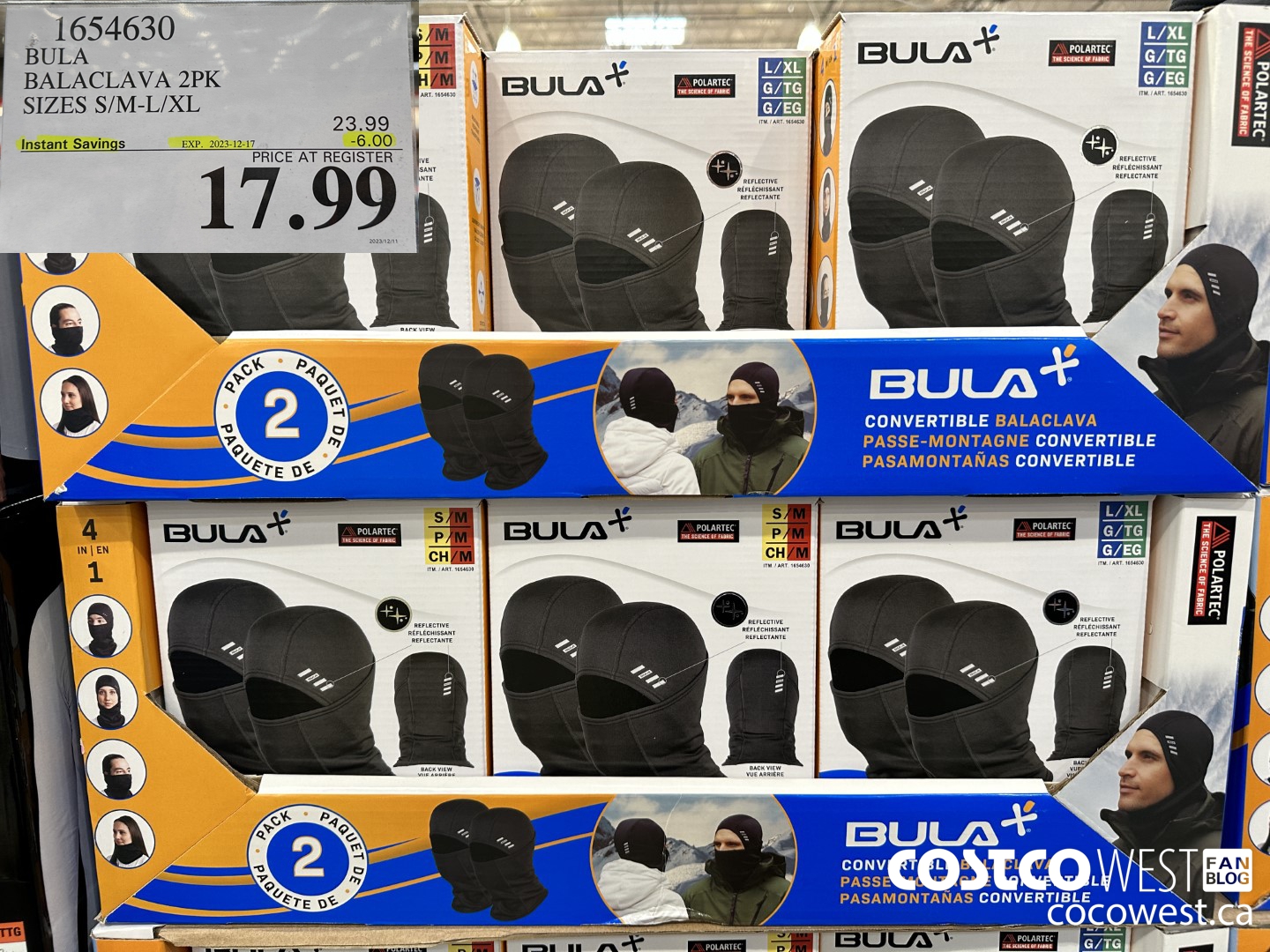 1654630 BULA BALACLAVA 2PK SIZES S/M-L/XL ($6.00 INSTANT SAVINGS EXPIRES ON 2023-12-17) $17.99