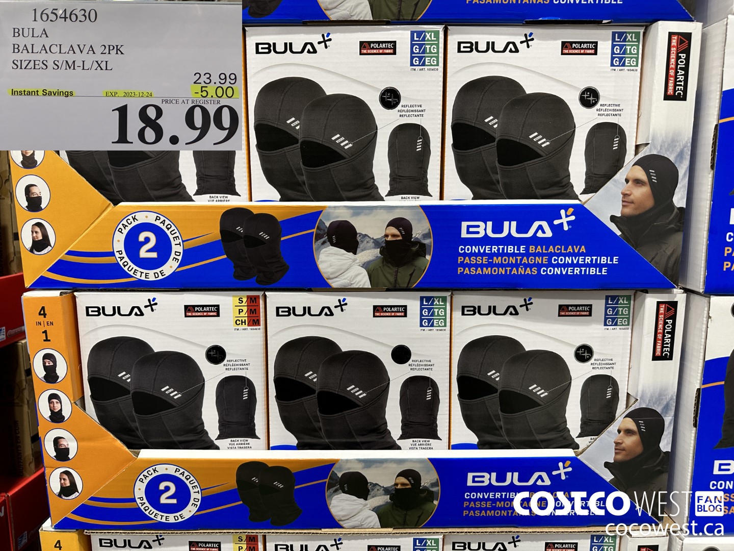 1654630 BULA BALACLAVA 2PK SIZES S/M-L/XL ($5.00 INSTANT SAVINGS EXPIRES ON 2023-12-24) $18.99