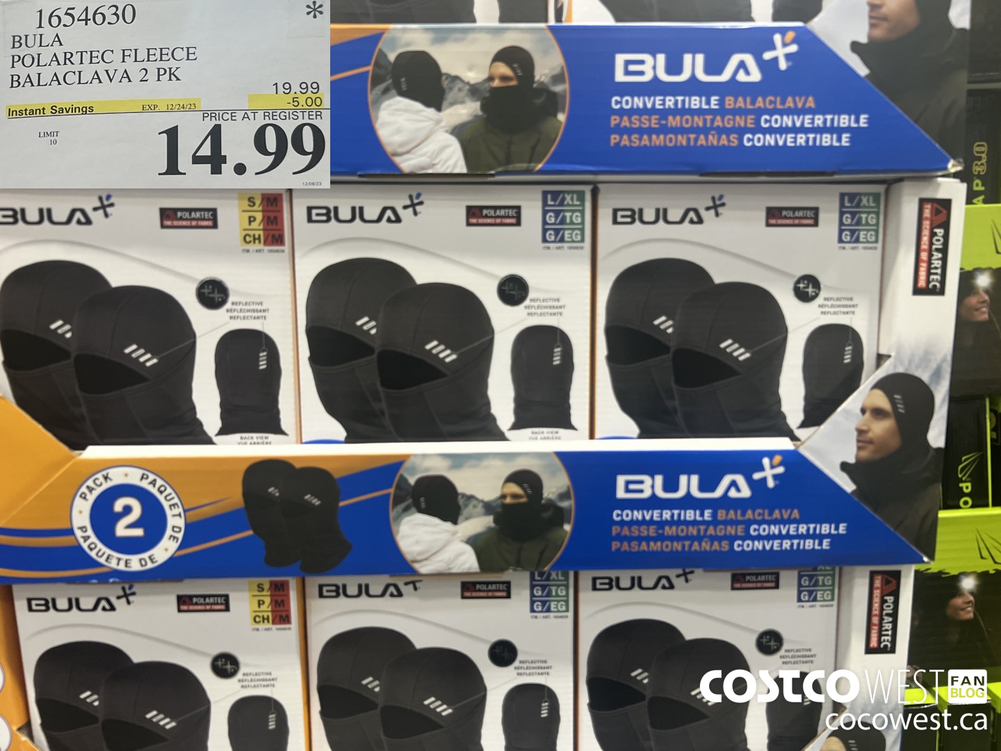 1654630 BULA POLARTEC FLEECE BALACLAVA 2 PK ($5.00 INSTANT SAVINGS EXPIRES ON 2023-12-24) $14.99