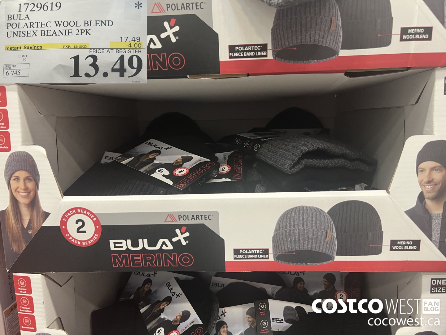 1729619 BULA POLARTEC WOOL BLEND UNISEX BEANIE 2PK ($4.00 INSTANT SAVINGS EXPIRES ON 2023-12-18) $13.49