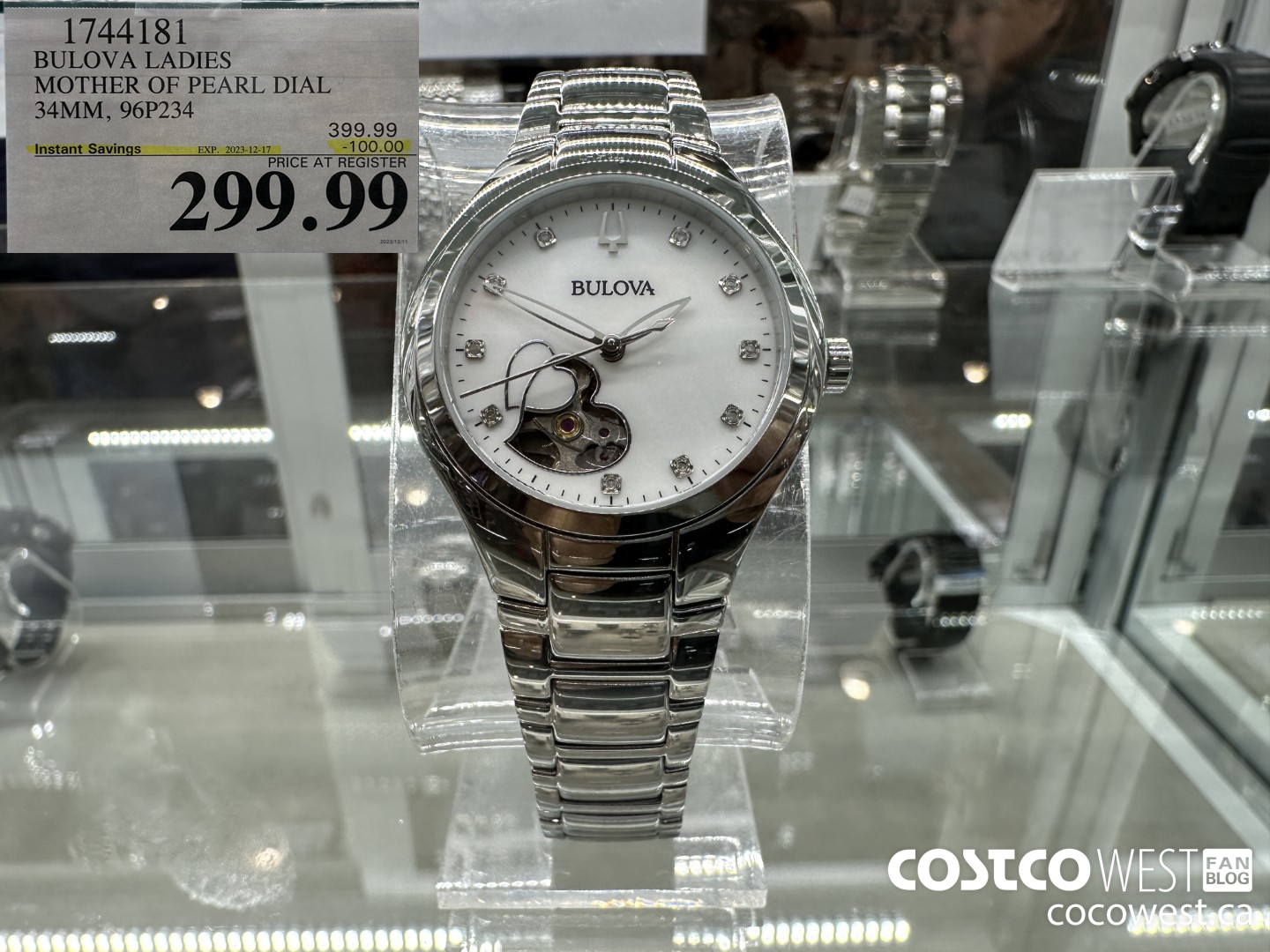 1744181 BULOVA LADIES MOTHER OF PEARL DIAL 34MM, 96P234 ($100.00 INSTANT SAVINGS EXPIRES ON 2023-12-17) $299.99