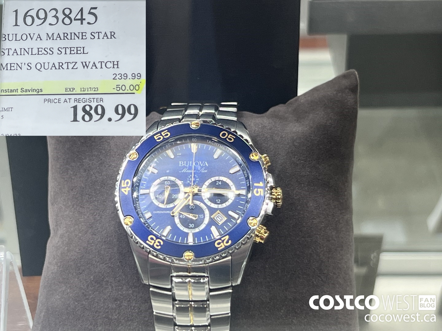 1693845 BULOVA MARINE STAR STAINLESS STEEL MEN'S QUARTZ WATCH ($50.00 INSTANT SAVINGS EXPIRES ON 2023-12-17) $189.99