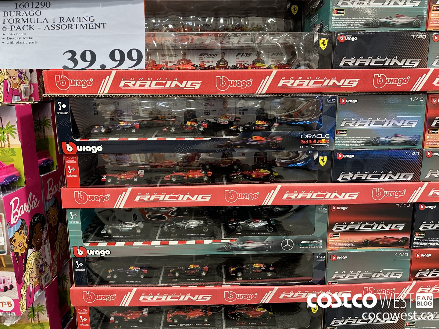 1601290 BURAGO FORMULA 1 RACING 6-PACK ASSORTMENT $39.99