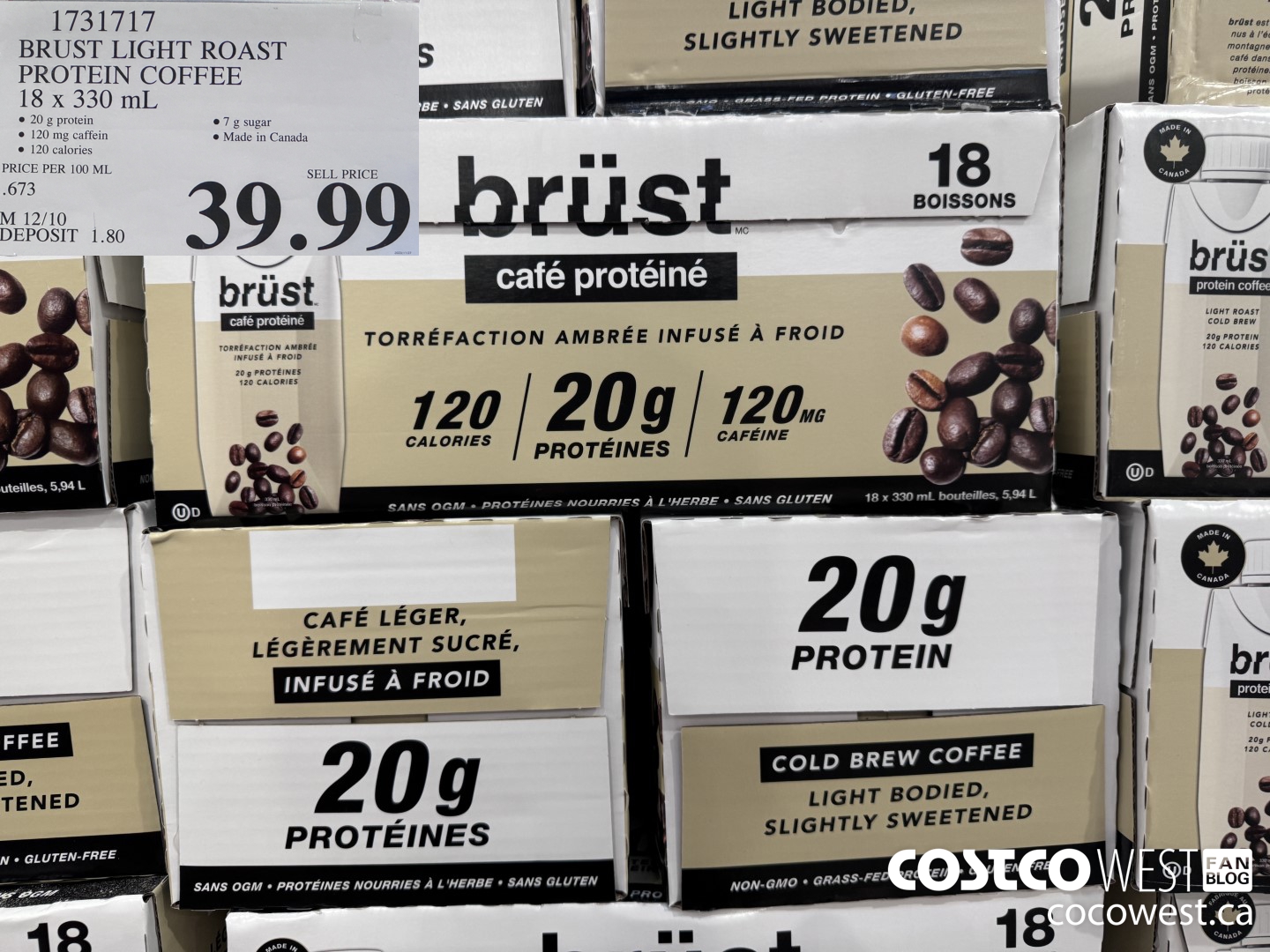 1731717 BURST LIGHT ROAST PROTEIN COFFEE 18 X 330ML $39.99