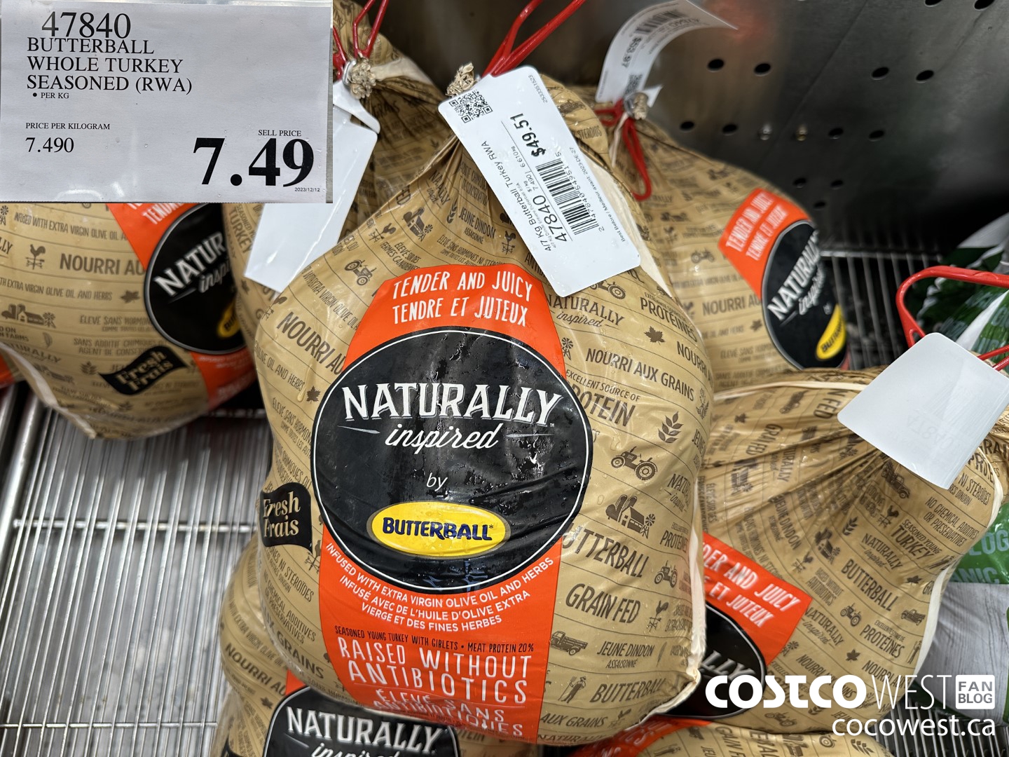 47840 BUTTERBALL WHOLE TURKEY SEASONED (RWA) $7.49