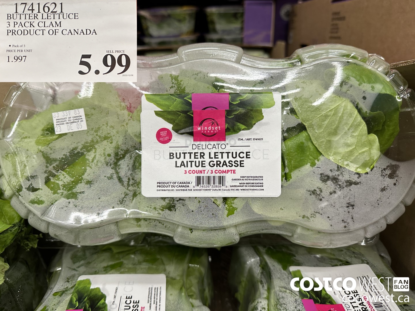 1741621 BUTTER LETTUCE 3 PACK CLAM PRODUCT OF CANADA $5.99