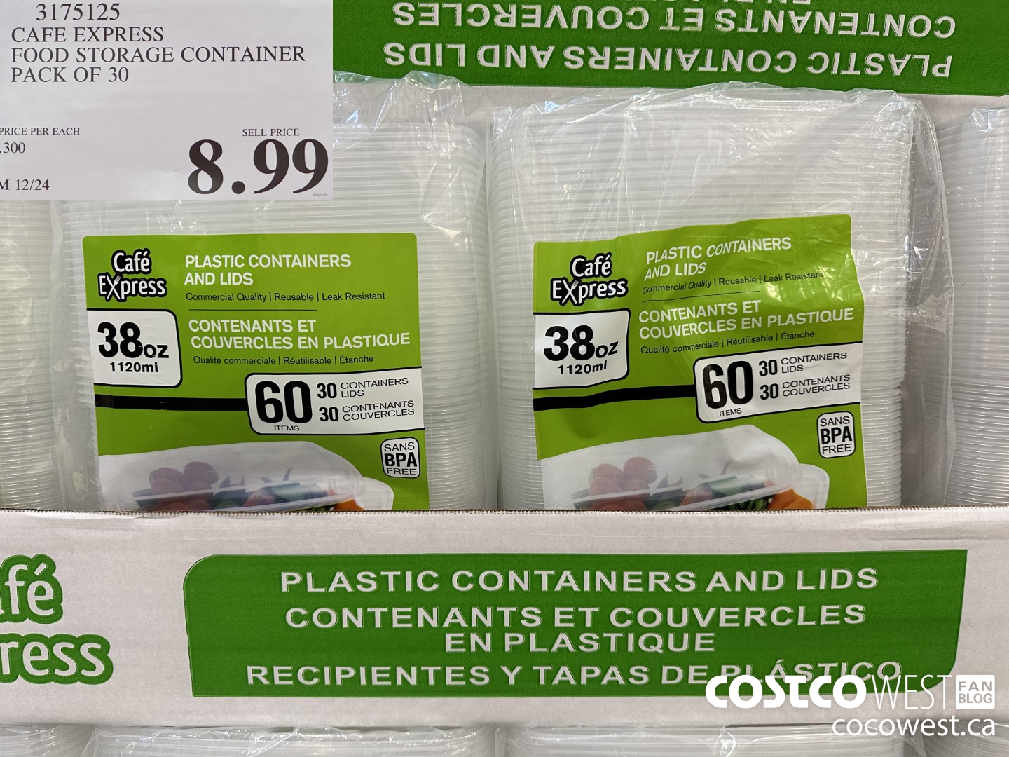 3175125 CAFE EXPRESS FOOD STORAGE CONTAINER PACK OF 30 $8.99