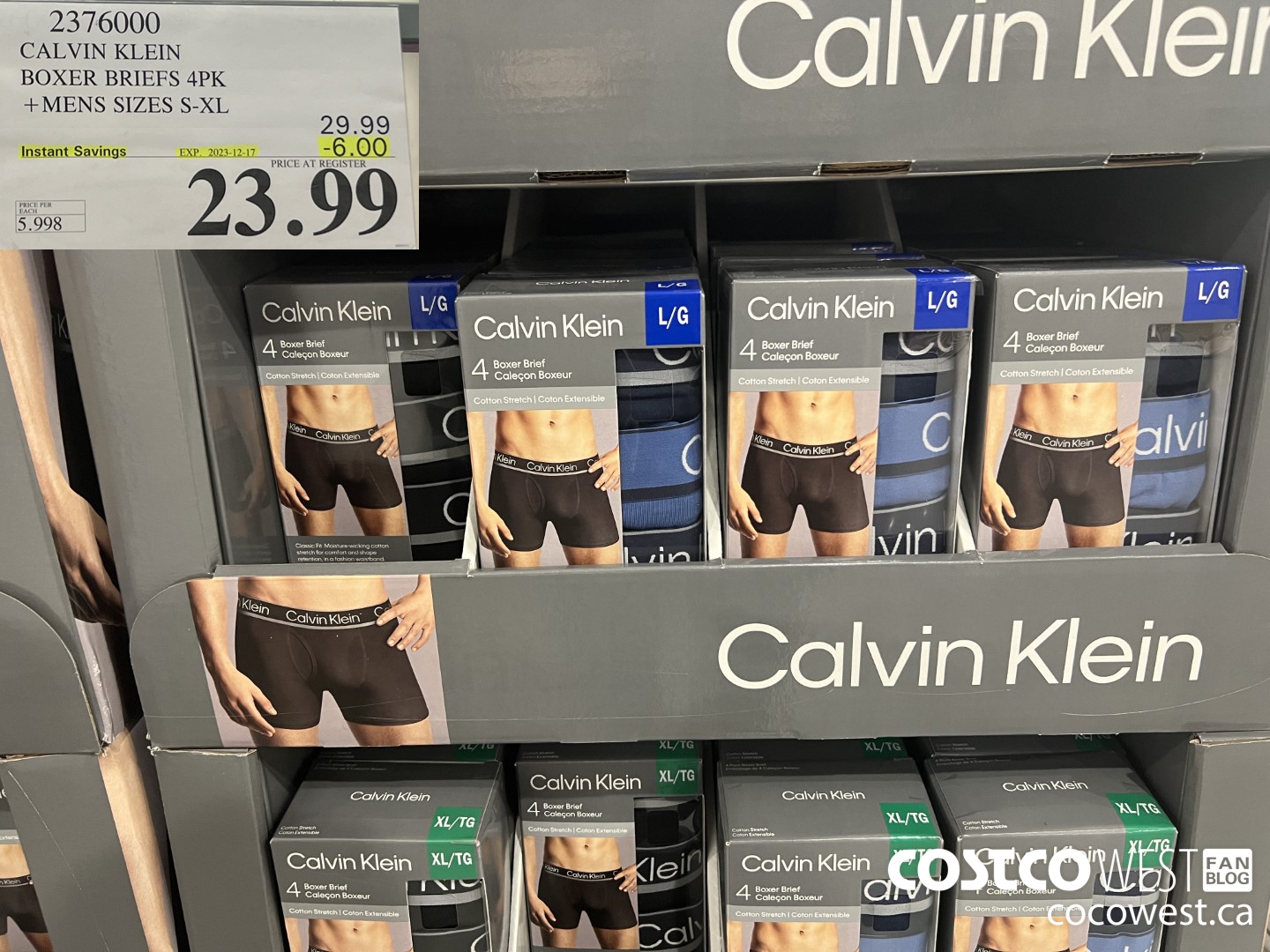 2376000 CALVIN KLEIN BOXER BRIEF 4PK MENS SIZES S-XL ($6.00 INSTANT SAVINGS EXPIRES ON 2023-12-17) $23.99