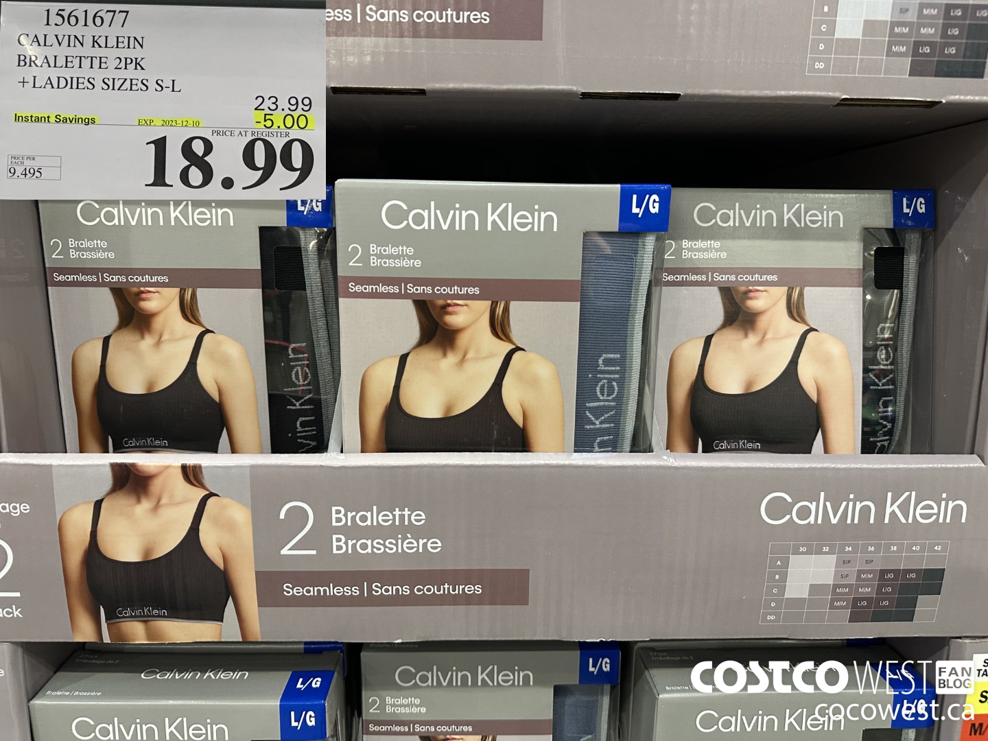 1561677 CALVIN KLEIN BRALETTE 2PK LADIES SIZES S-L  ($5.00 INSTANT SAVINGS EXPIRES ON 2023-12-10) $18.99