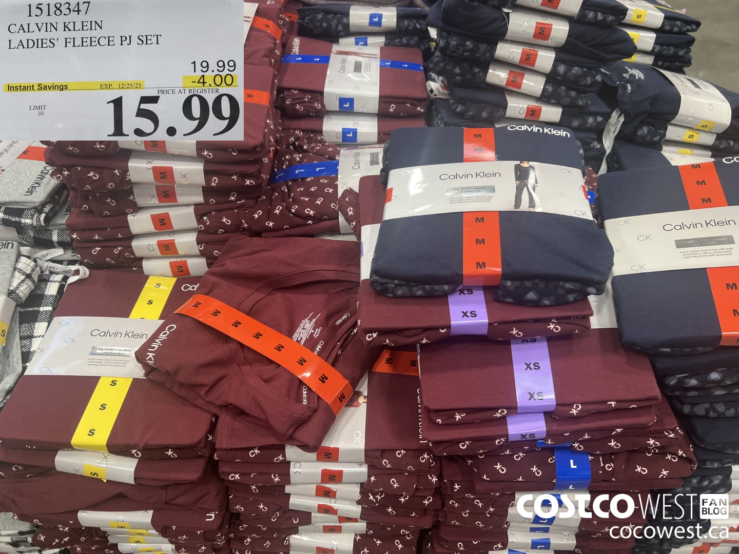 1518347 CALVIN KLEIN LADIES' FLEECE PJ SET ($4.00 INSTANT SAVINGS EXPIRES ON 2023-12-25) $15.99