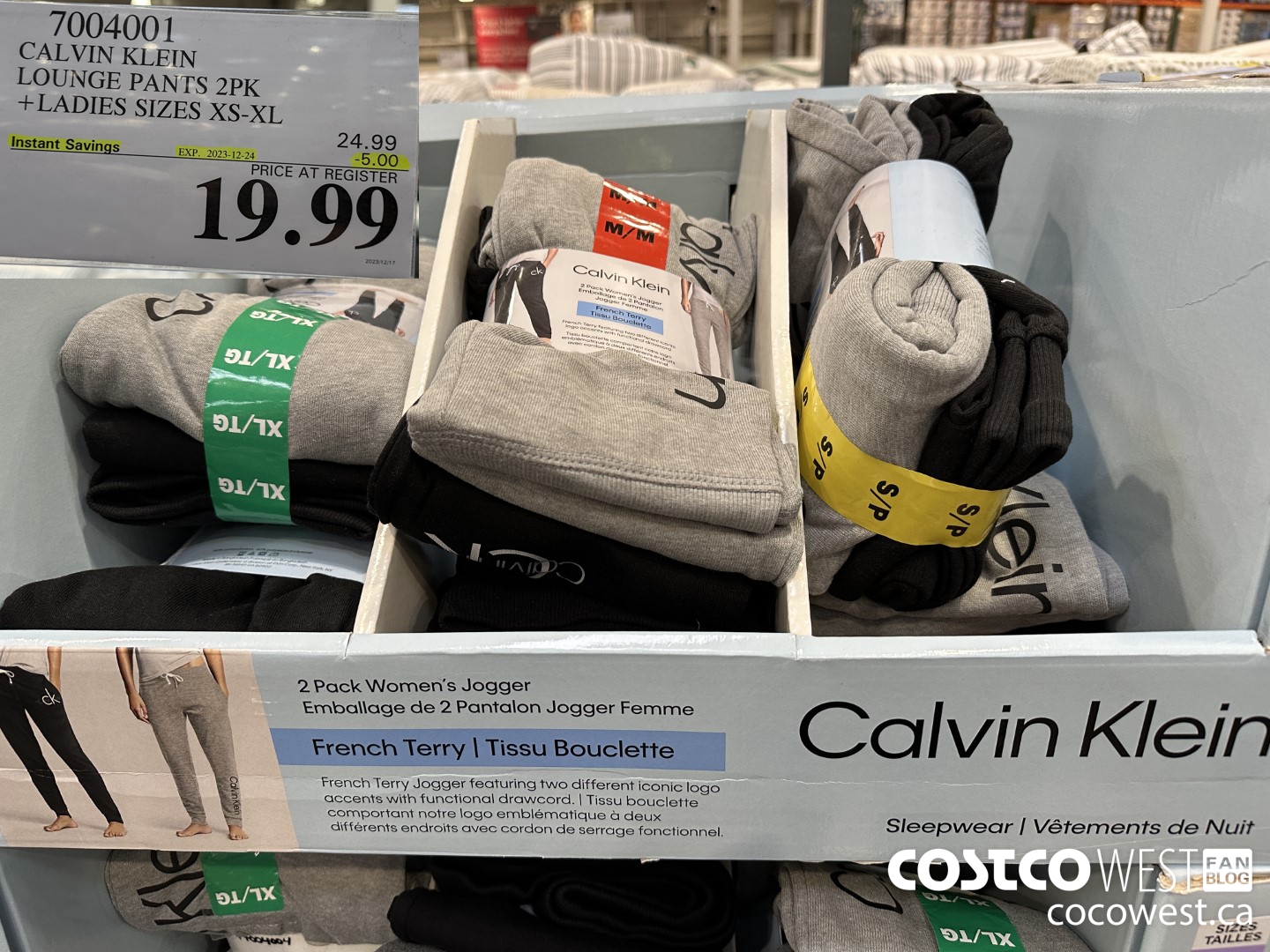 7004001 CALVIN KLEIN LOUNGE PANTS 2PK LADIES SIZES XS-XL ($5.00 INSTANT SAVINGS EXPIRES ON 2023-12-24) $19.99