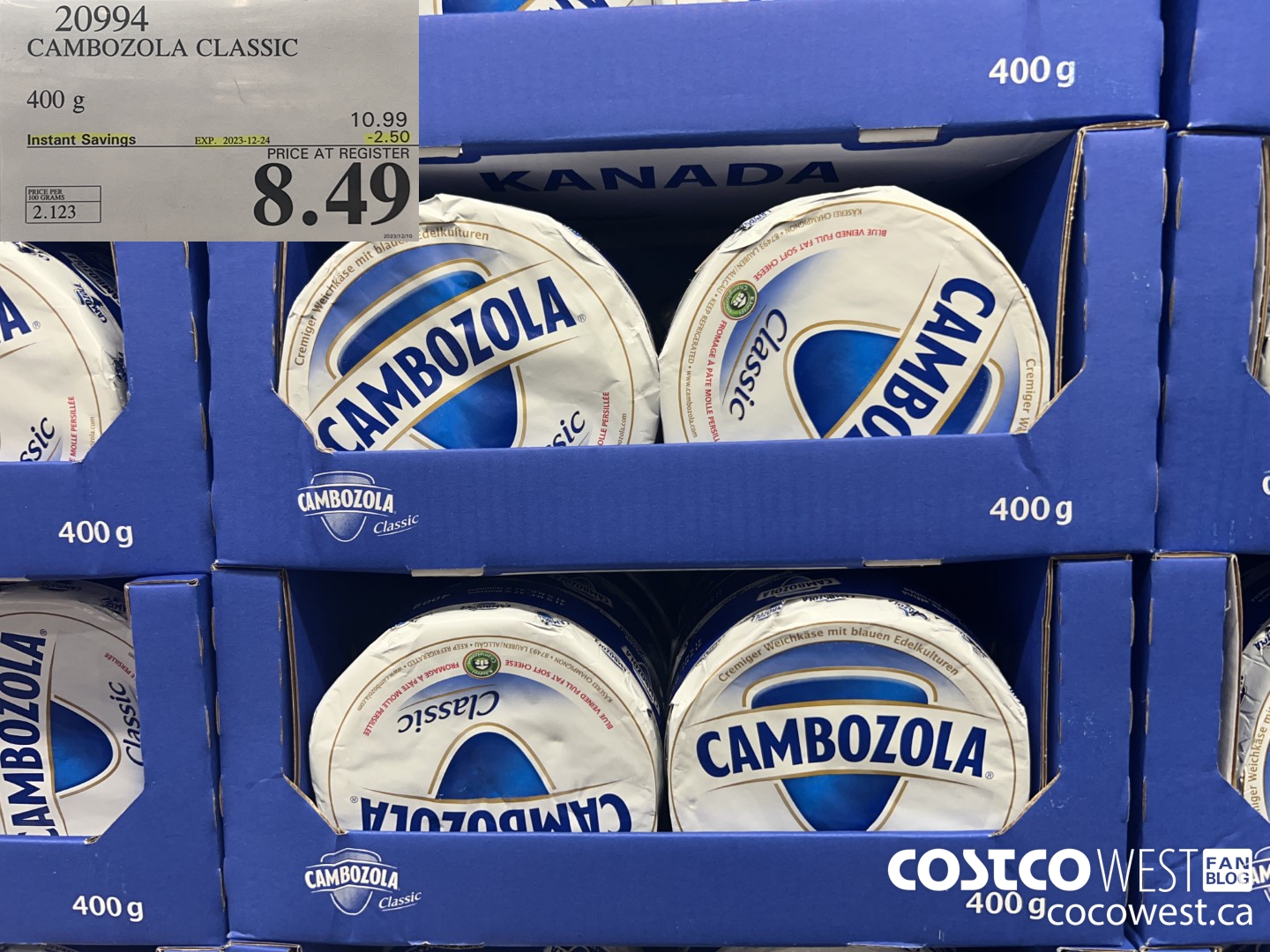 20994 CAMBOZOLA CLASSIC 400 g ($2.50 INSTANT SAVINGS EXPIRES ON 2023-12-24) $8.49