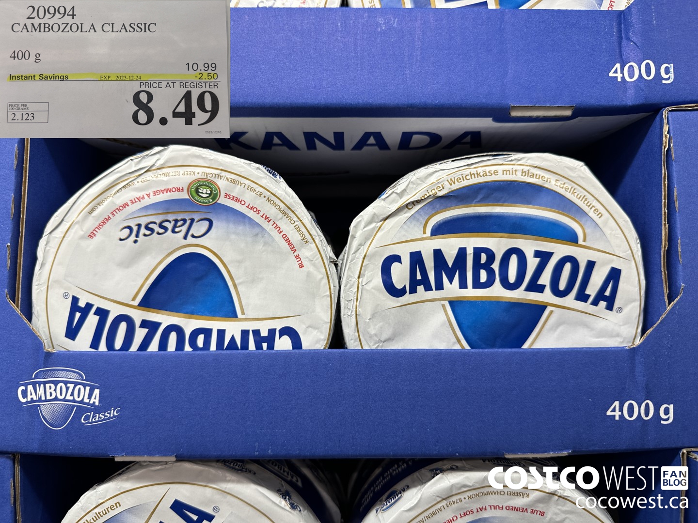 20994 CAMBOZOLA CLASSIC 400 g ($2.50 INSTANT SAVINGS EXPIRES ON 2023-12-24) $8.49