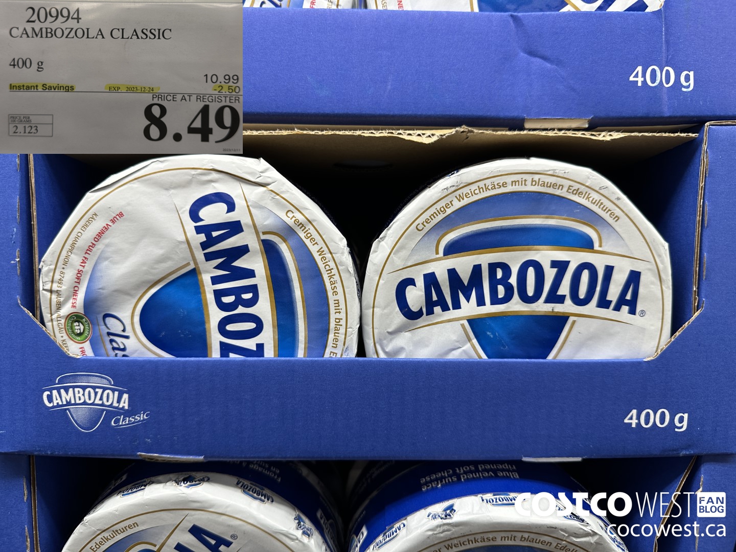 20994 CAMBOZOLA CLASSIC 400 g ($2.50 INSTANT SAVINGS EXPIRES ON 2023-12-24) $8.49