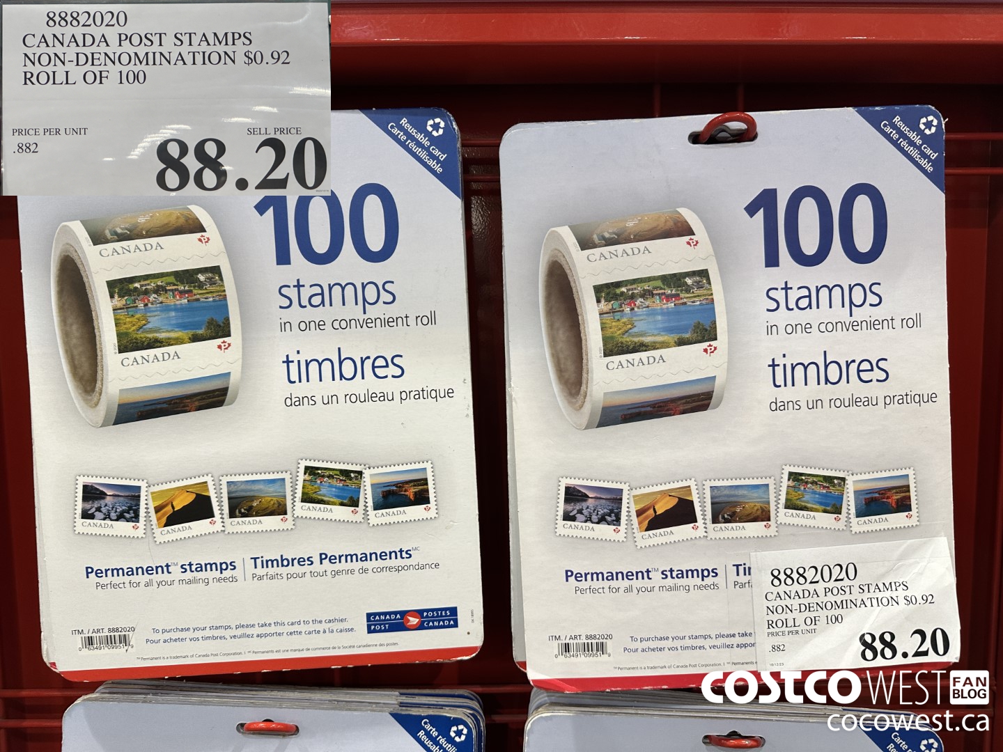 8882020 CANADA POST STAMPS NON-DENOMINATION $0.92 ROLL OF 100 $88.20