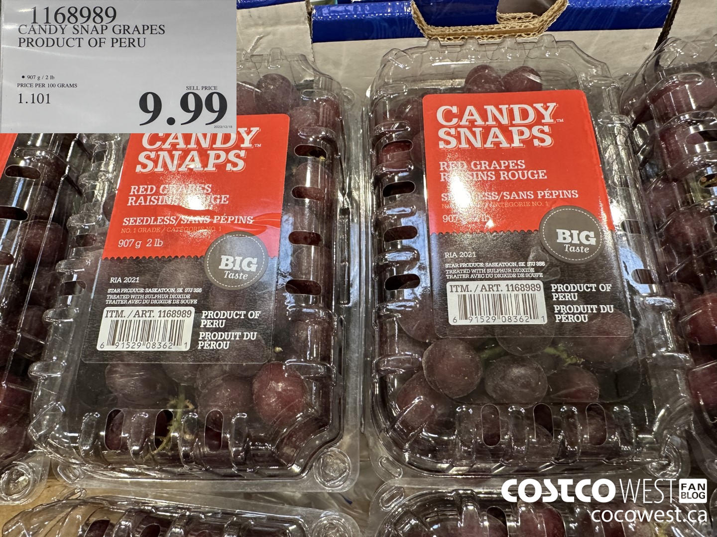 1168989 CANDY SNAP GRAPES PRODUCT OF PERU $9.99